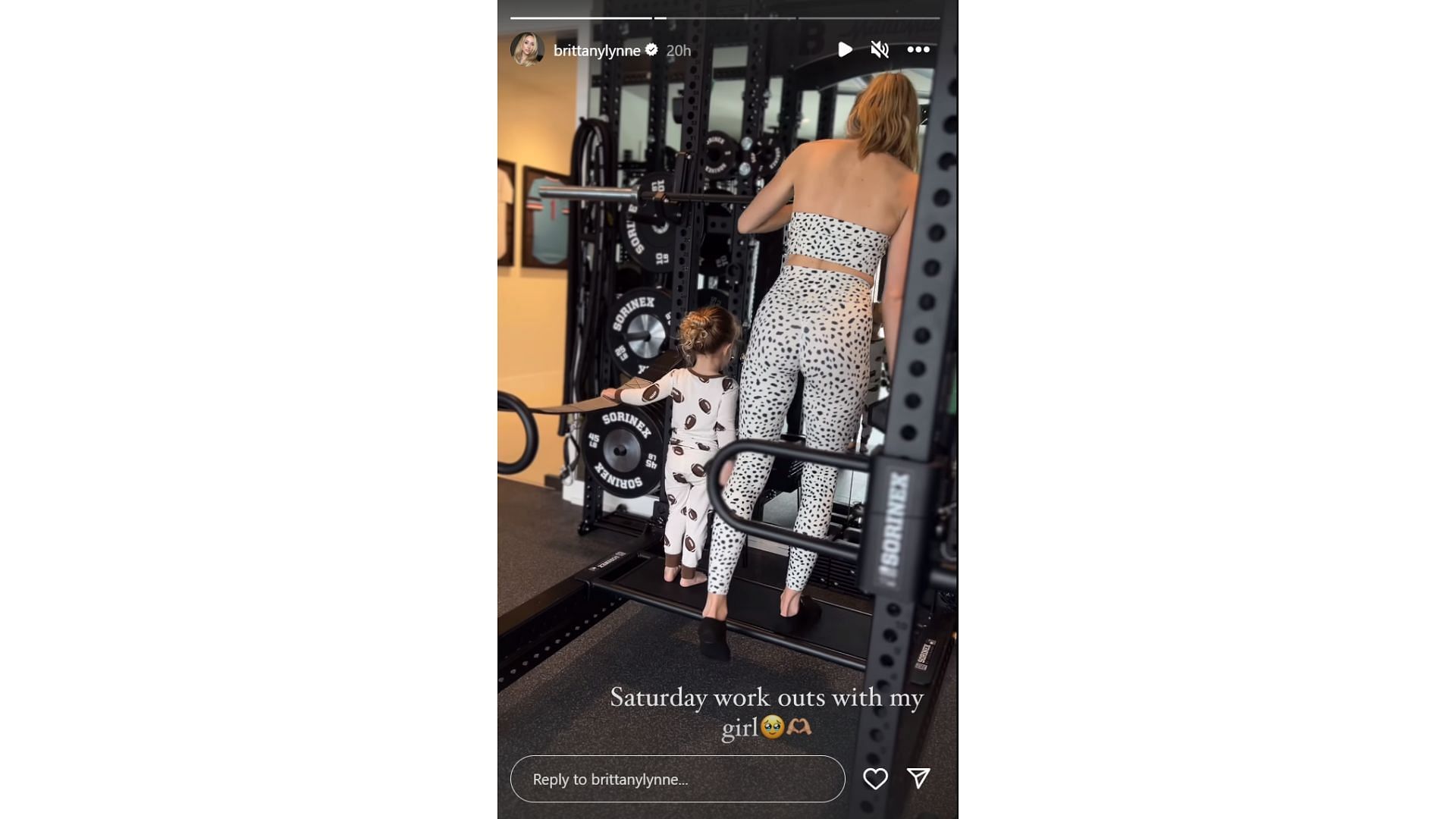 Brittany Mahomes and Patrick Mahomes&#039; daughter Sterling exercise together (Credit: @brittanylynne IG)