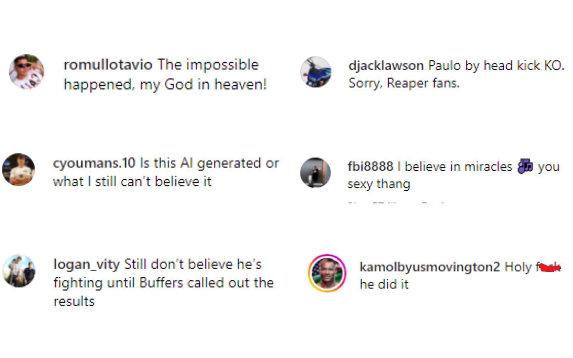 Fan reaction comments regarding Costa making weight [Image courtesy: @borrachinhamma - Instagram]