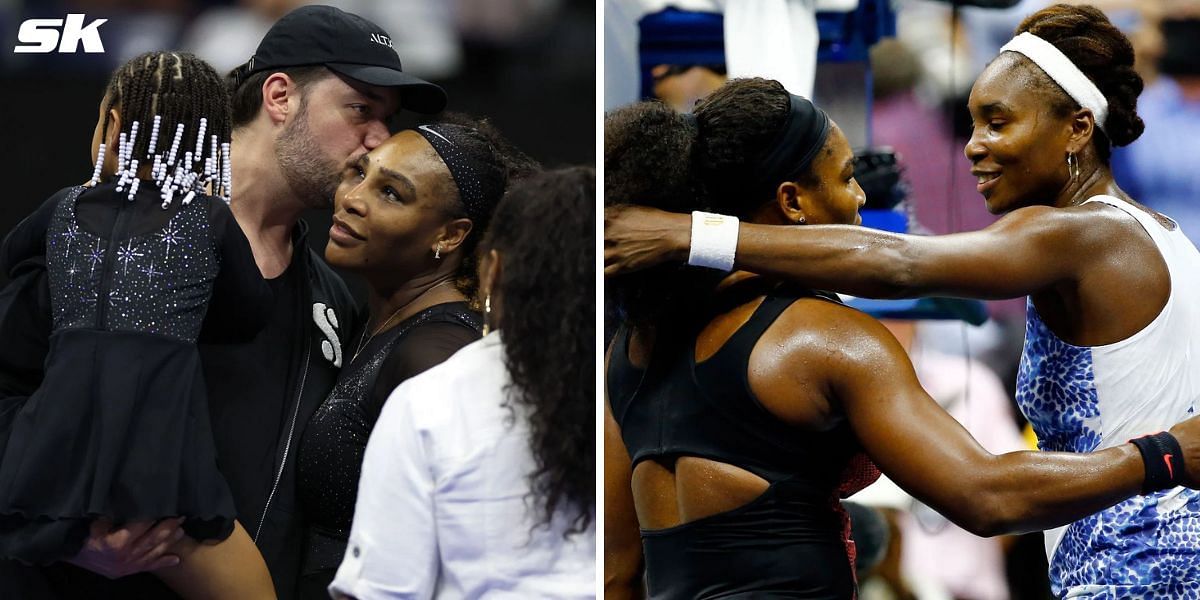 Serena Williams pictured with Alexis Ohanian, Olympia Ohanian, and Venus Williams