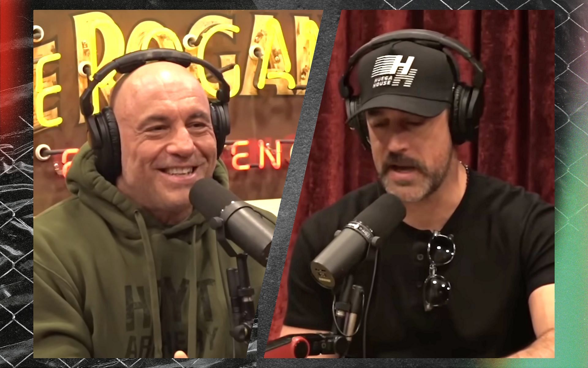Joe Rogan (left) and Aaron Rodgers (right) on a recent episode of the JRE podcast. [Image credits: PowerfulJRE on YouTube]