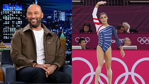 "I can help, you need it" - Aly Raisman offers assistance to baseball legend Derek Jeter in performing gymnastics stunt
