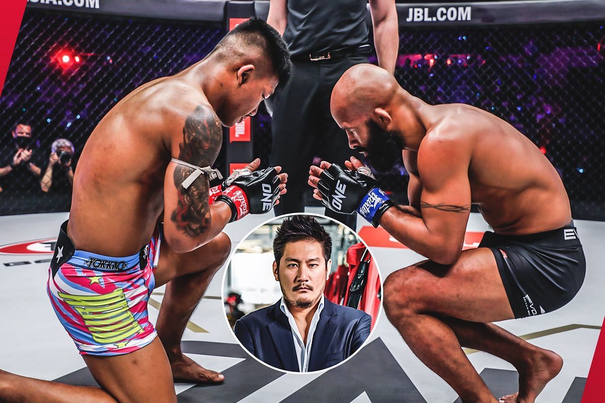 Rodtang Jitmuangnon, Chatri Sityodtong, Demetrious Johnson - Photo by ONE Championship