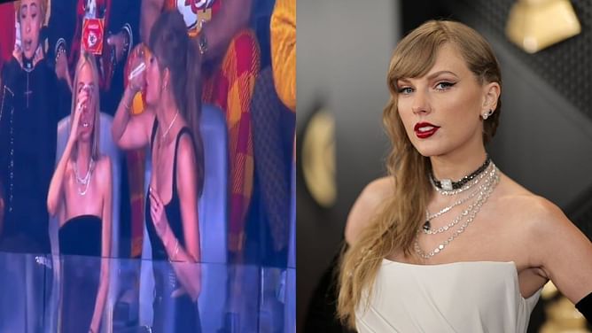 WATCH: Taylor Swift goes viral after chugging beer on jumbotron in front of 50,000+ fans at Super Bowl in Las Vegas