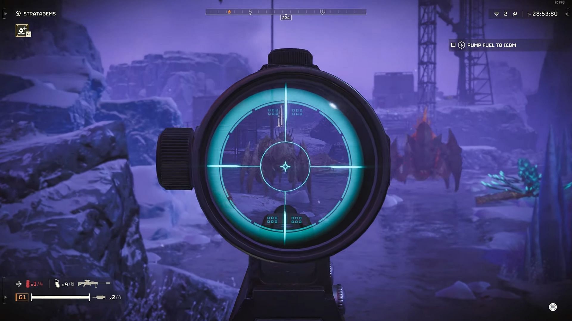 Use the Anti-Material rifle for easy headshots (Image via Arrowhead Game Studios || YouTube/Knights of the Nine)