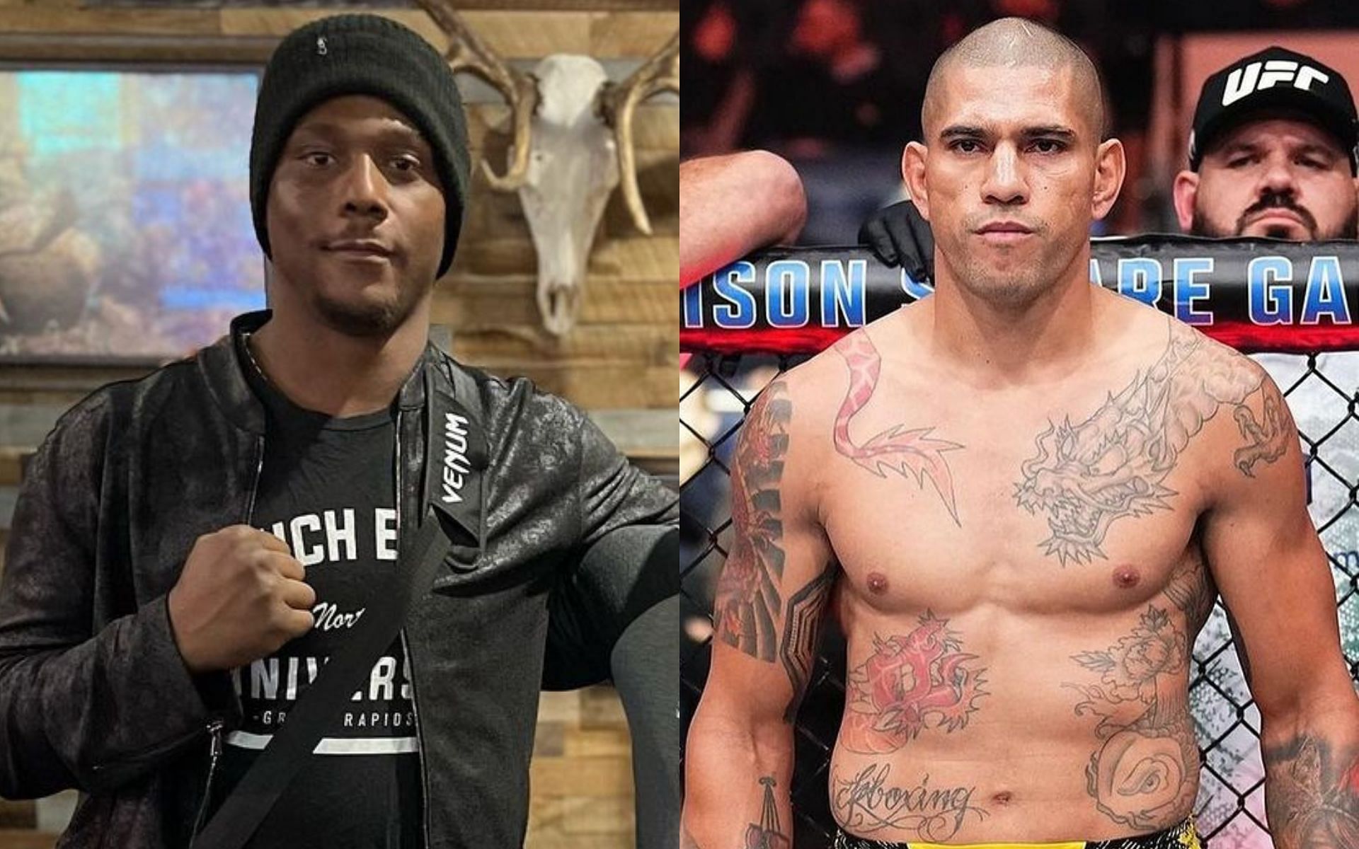 Jamahal Hill (left) confident he is a superior fighter to Alex Pereira (right) [Image courtesy @sweet_dreams_jhill and @alexpoatanpereira on Instagram]
