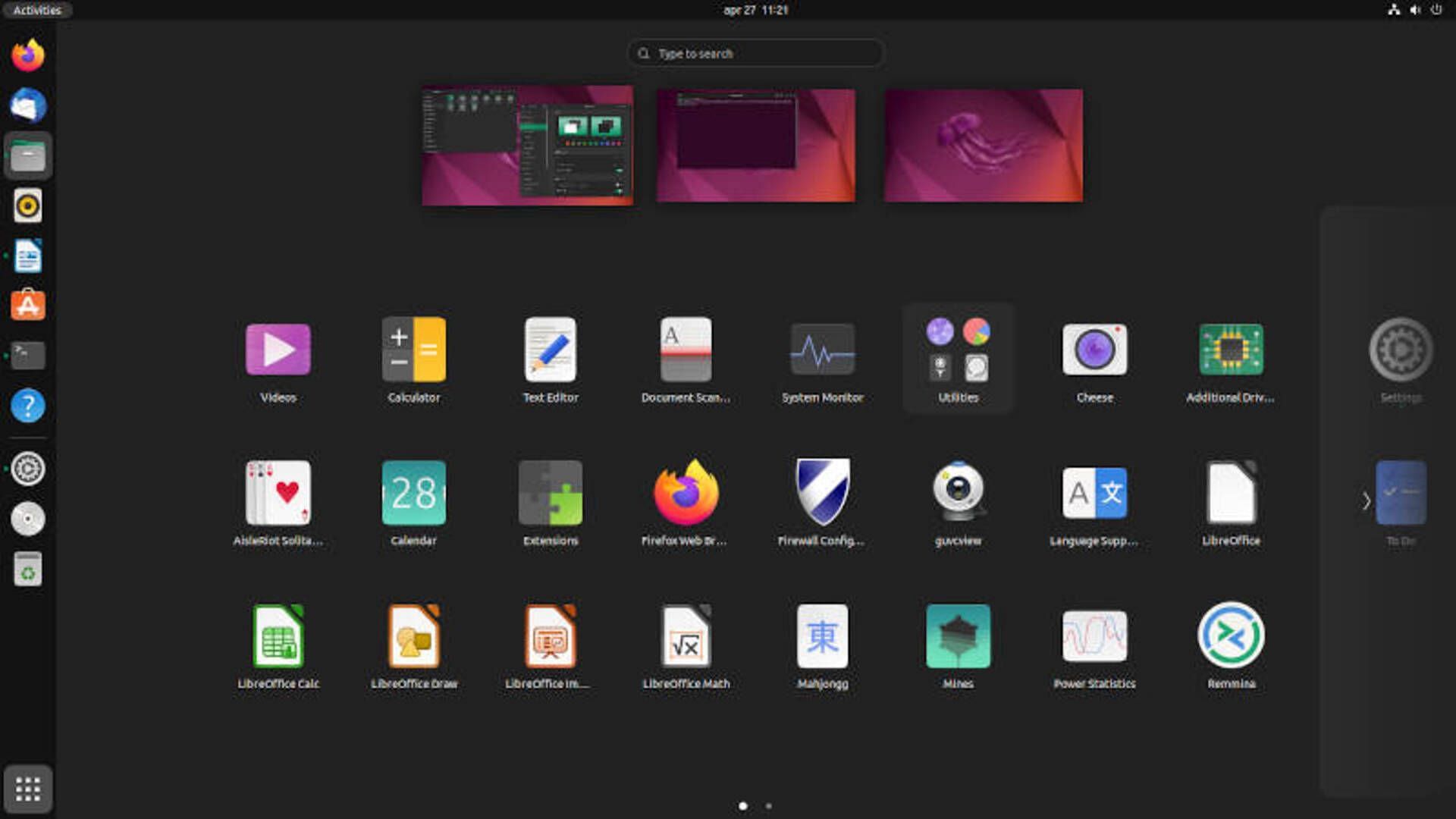 App launcher (Image via Ubuntu)