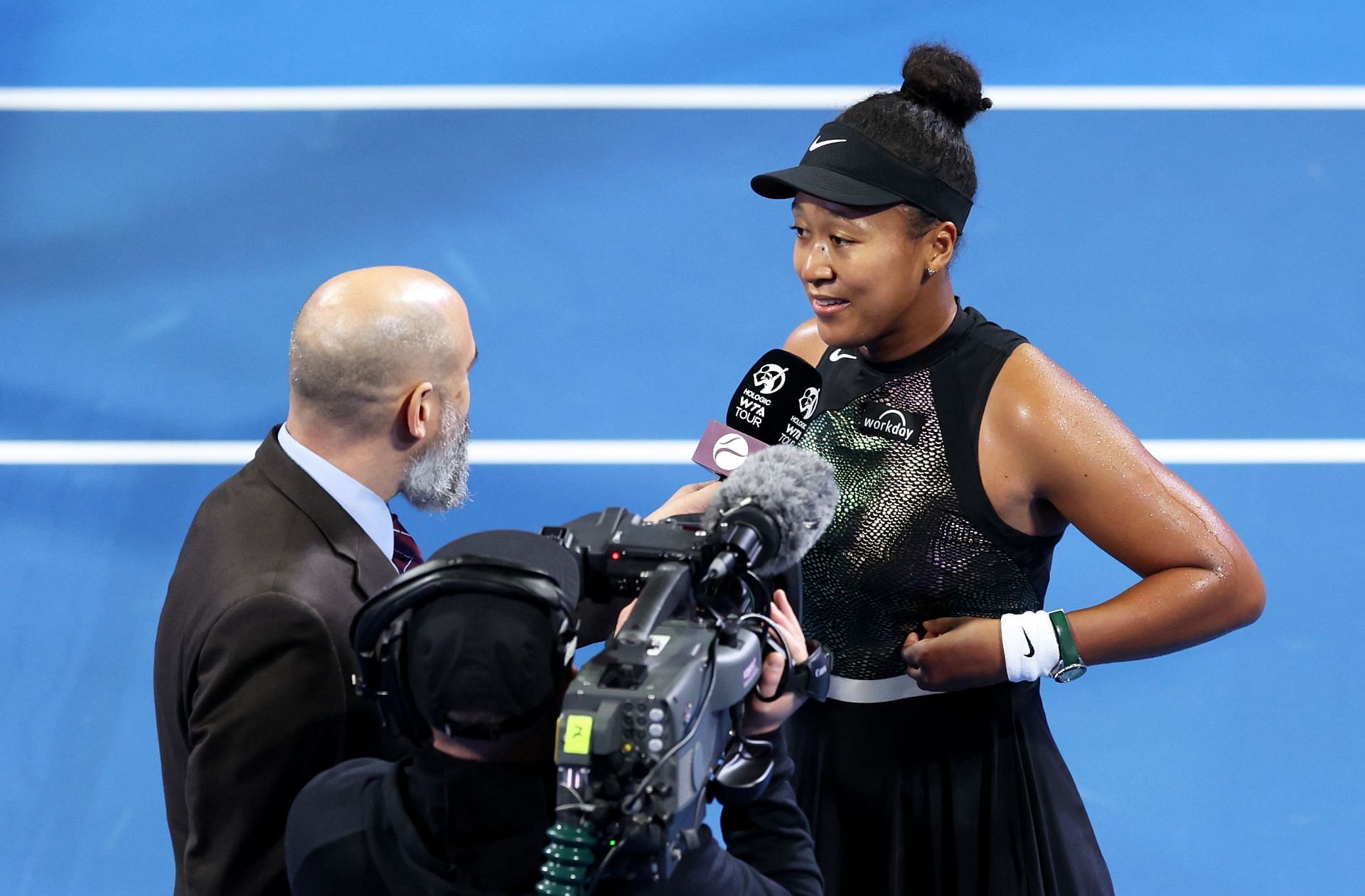 Naomi Osaka talks to the media