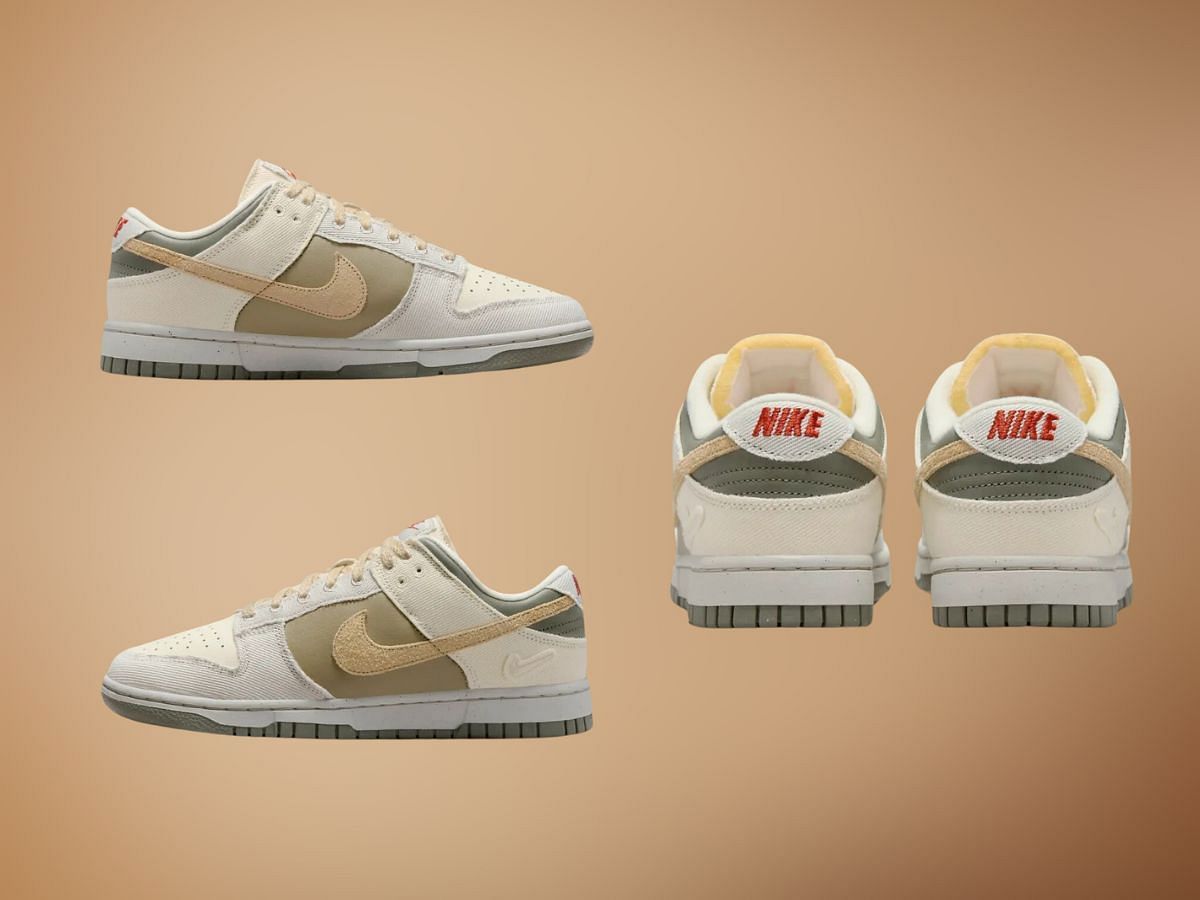 Closer look at the Nike Dunk Low Light Bone Dark Stucco sneakers (Image via Nike)