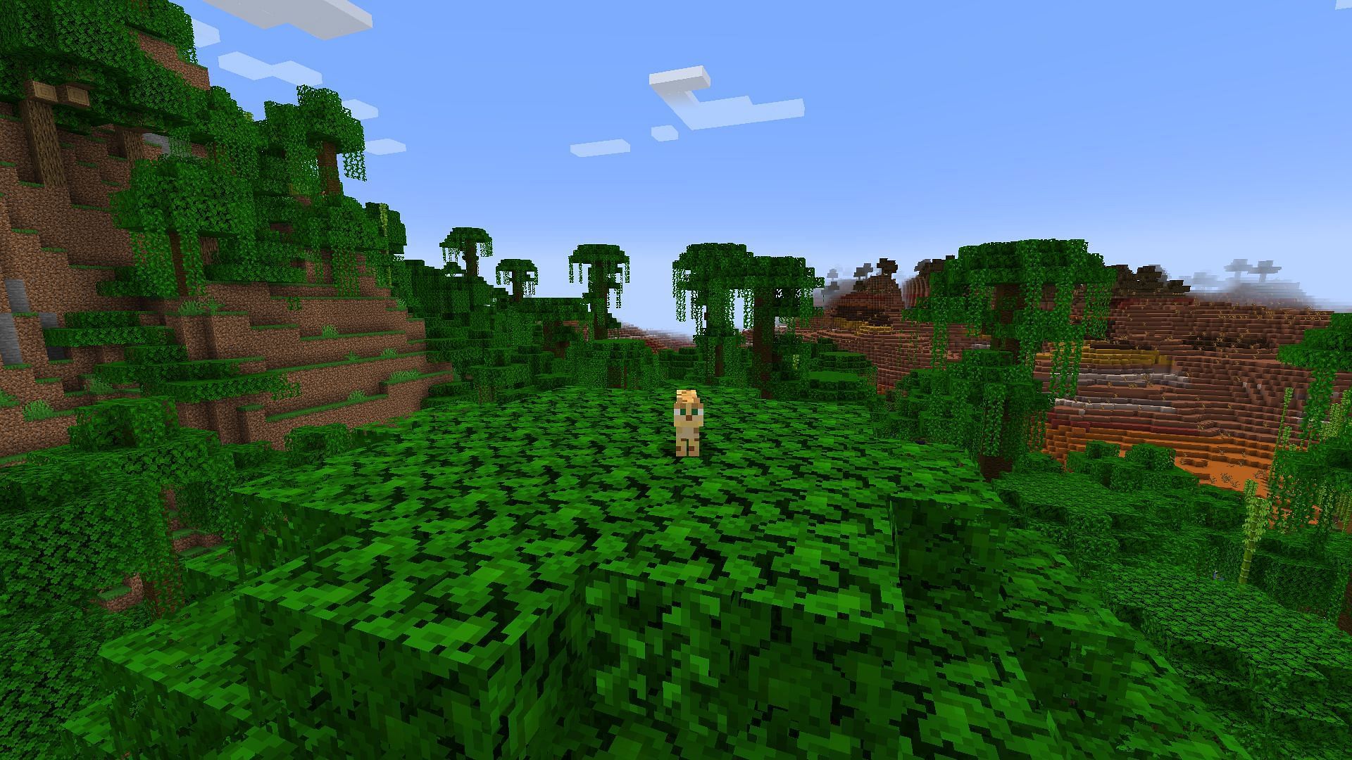 Une jungle avec un fond de badlands (Image via Mojang)