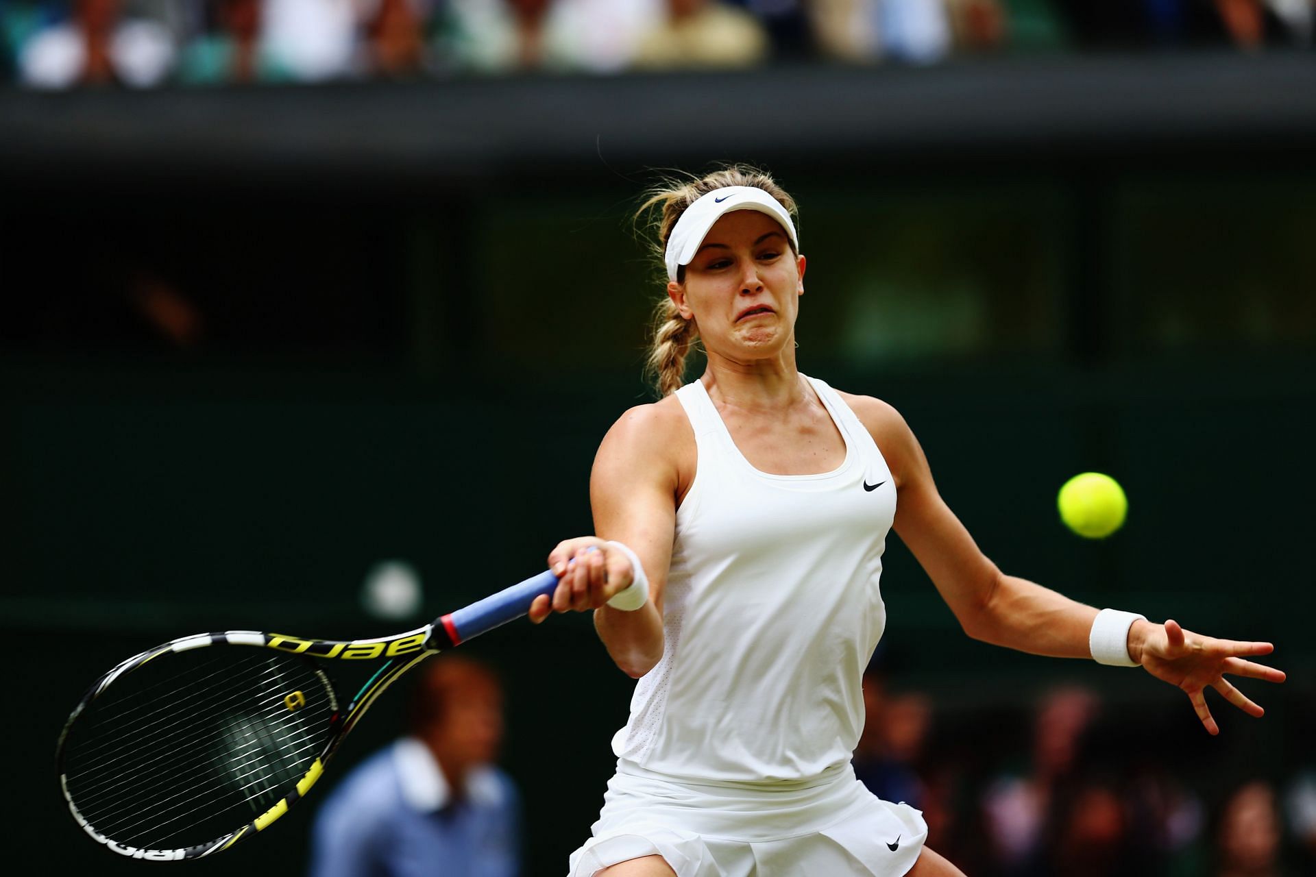 Eugenie Bouchard during the Ladies&#039; Singles final match against Petra Kvitova at the 2014 Wimbledon Championships at the All England Lawn Tennis and Croquet Club on July 5, 2014 in London, England - Getty Images