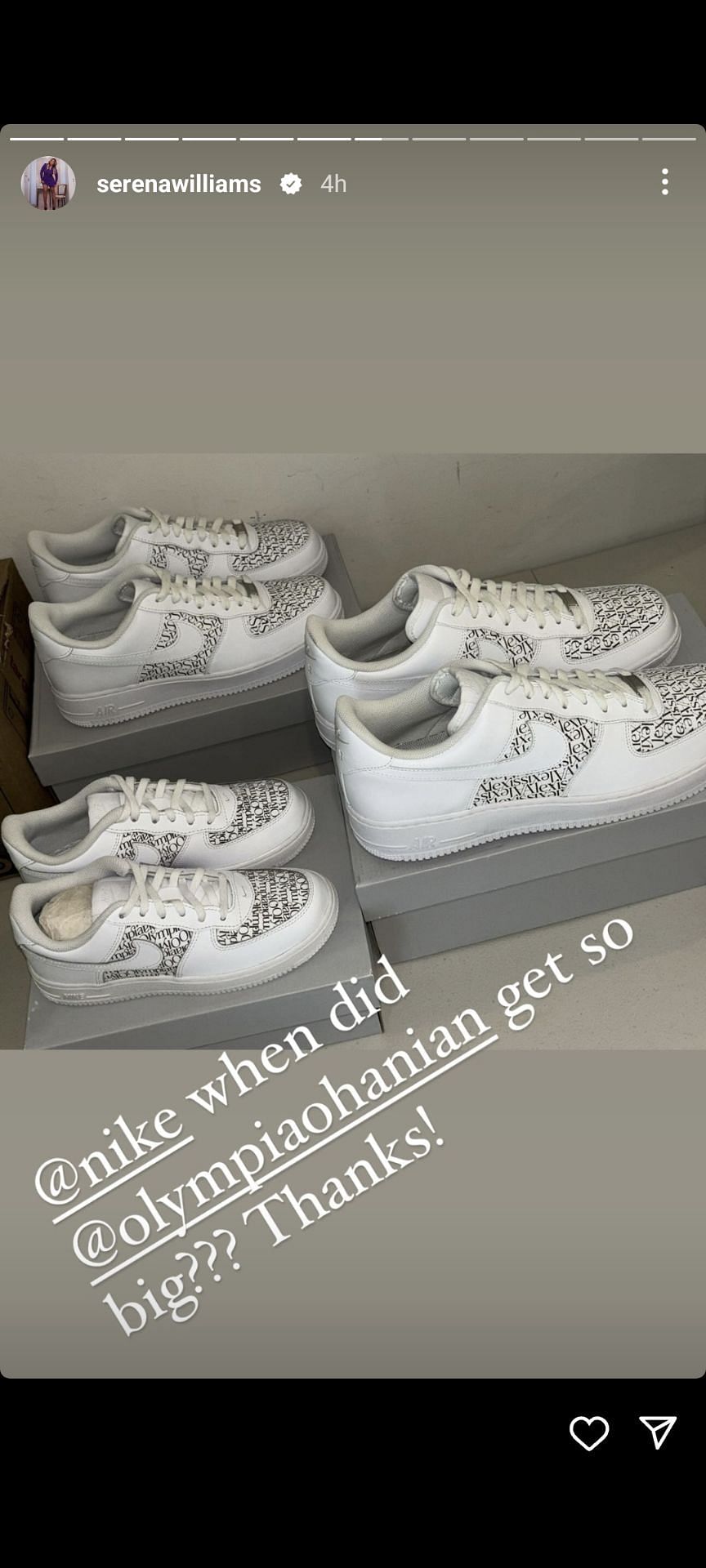 Custom-made Nike shoes for Serena Williams, Alexis Ohanian and Olympia Ohanian