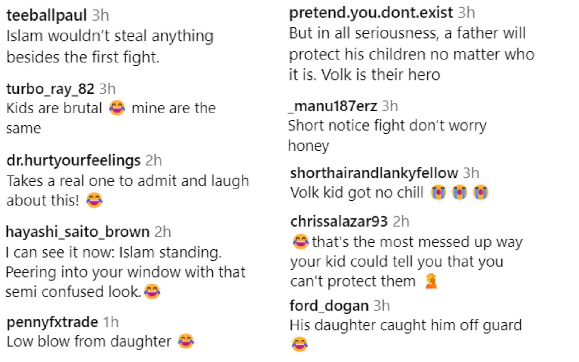 Screenshot of fan reactions to Home Of Fight&#039;s post on Instagram