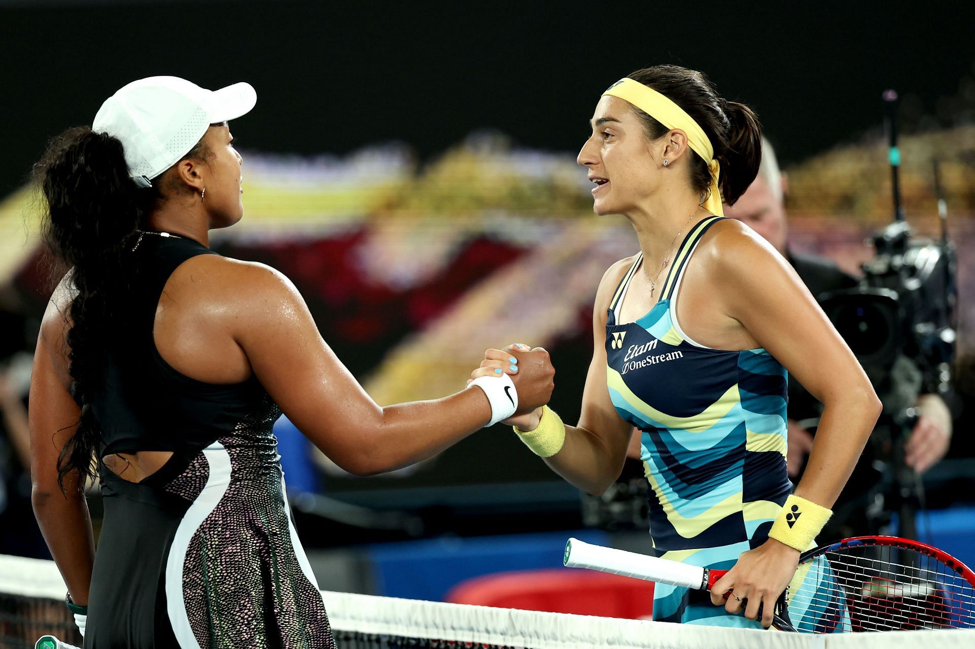 Naomi Osaka pictured with Caroline Garcia after her opening-round loss at the 2024 Australian Open