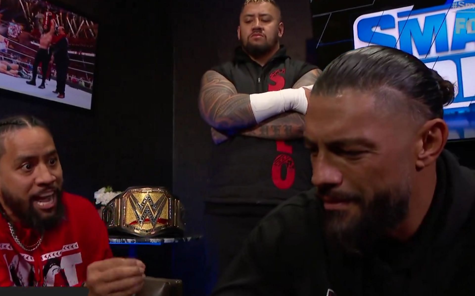 The Bloodline backstage on SmackDown