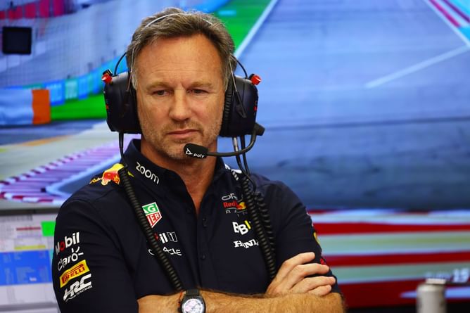 Red Bull boss Christian Horner on his way to Bahrain as the decision over his F1 future looms large