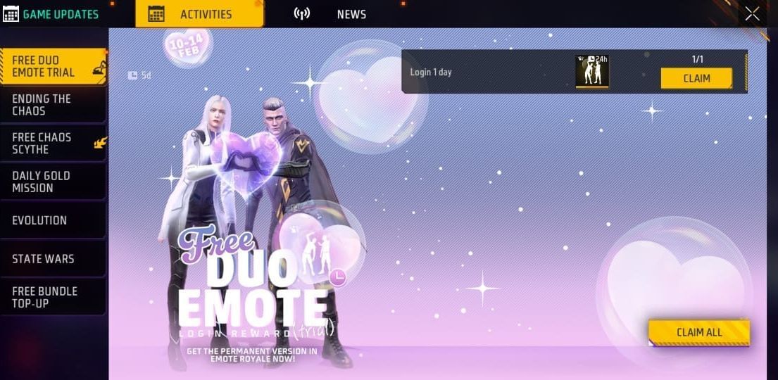 Duo Emote इवेंट (Image via Garena)