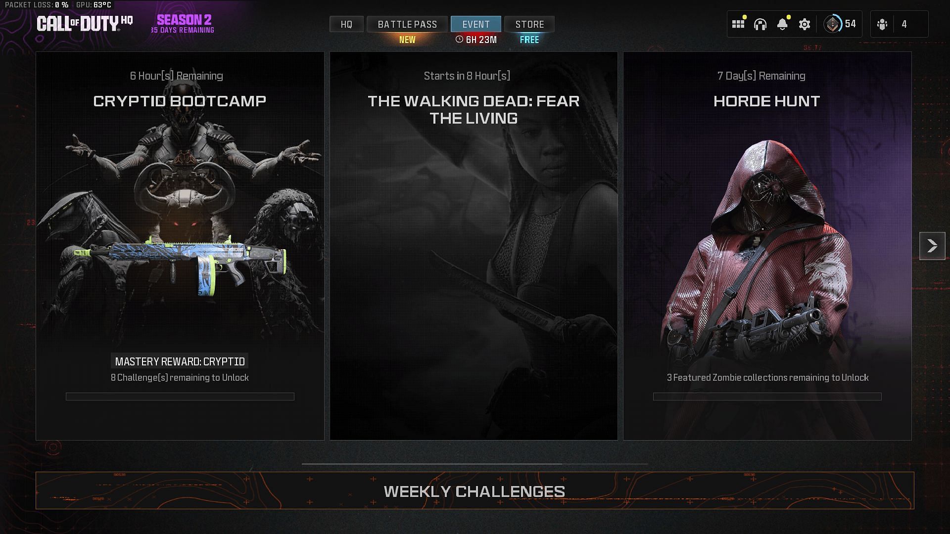 The Walking Dead Fear the Living event tab (Image via Activision)