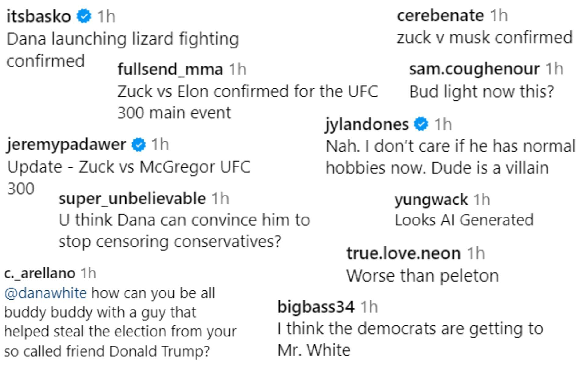 Fan reactions to Dana White&#039;s picture with Mark Zuckerberg