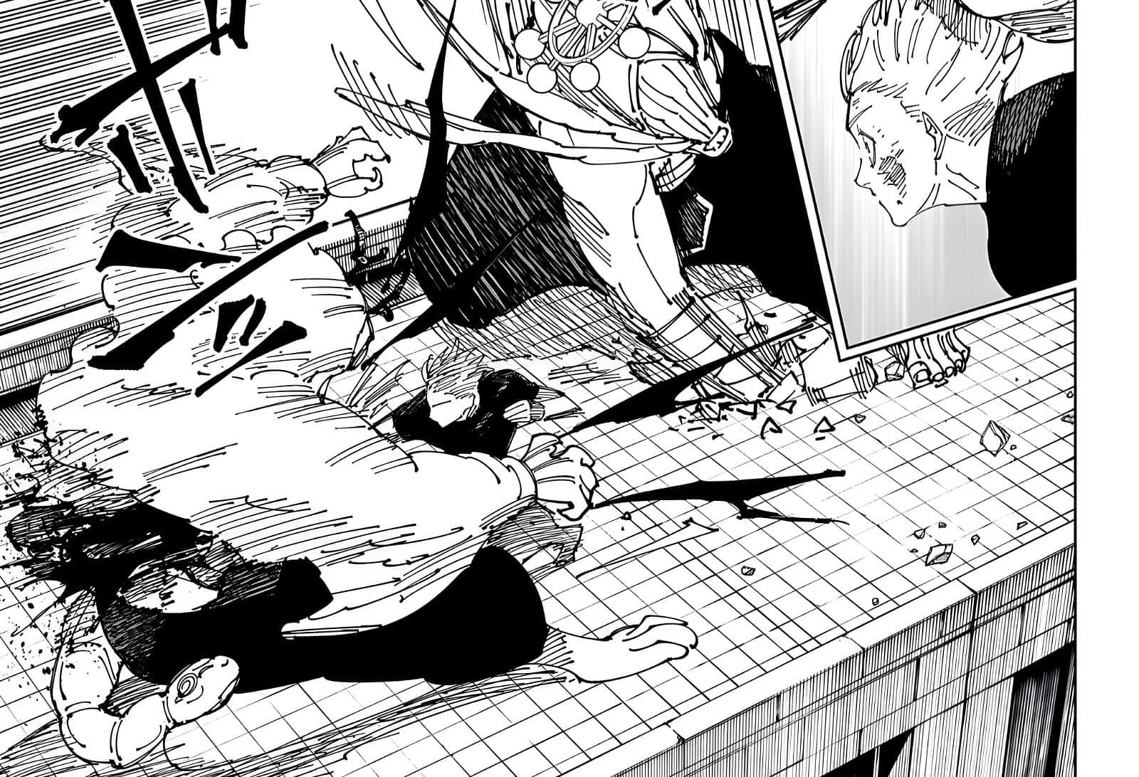 Gojo hitting Agito with a Black Flash (Image via Gege Akutami/Shueisha)