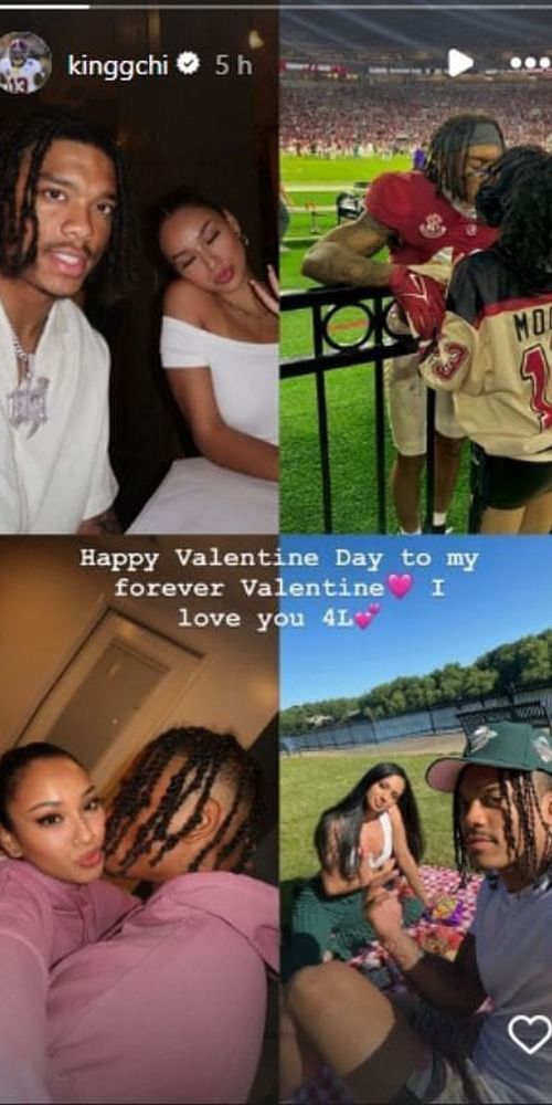 Malachi Moore's IG story for Valentine's Day