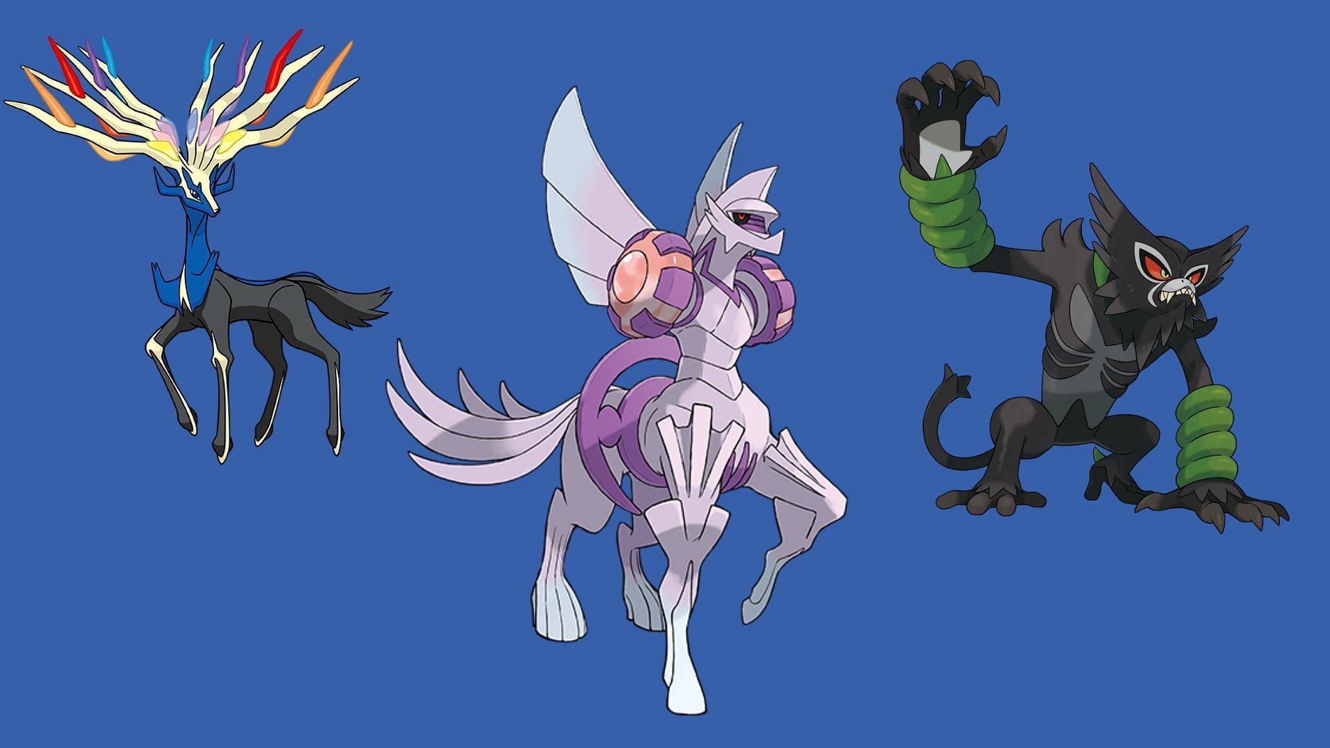 Xerneas, Origin Forme Palkia, and Zarude (Image via TPC)