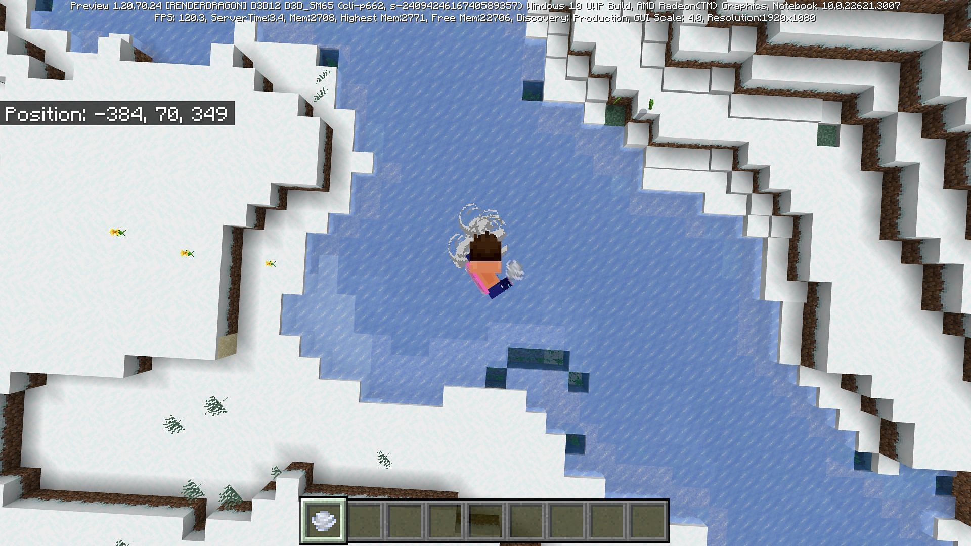 Players can use wind charges to launch themselves high in the air (Image via Mojang)
