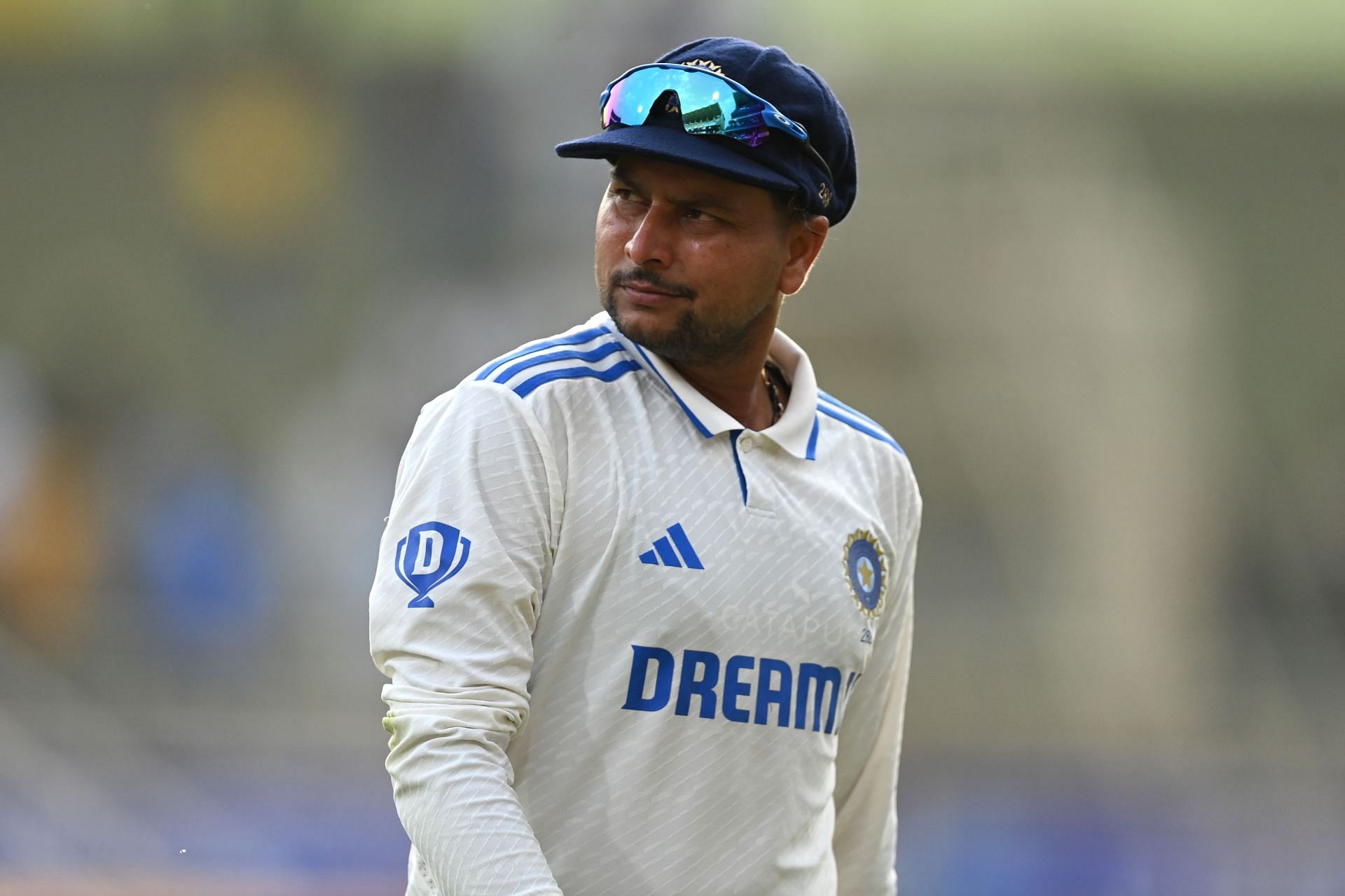 Kuldeep Yadav looks on: India  v England - 4th Test Match: Day One