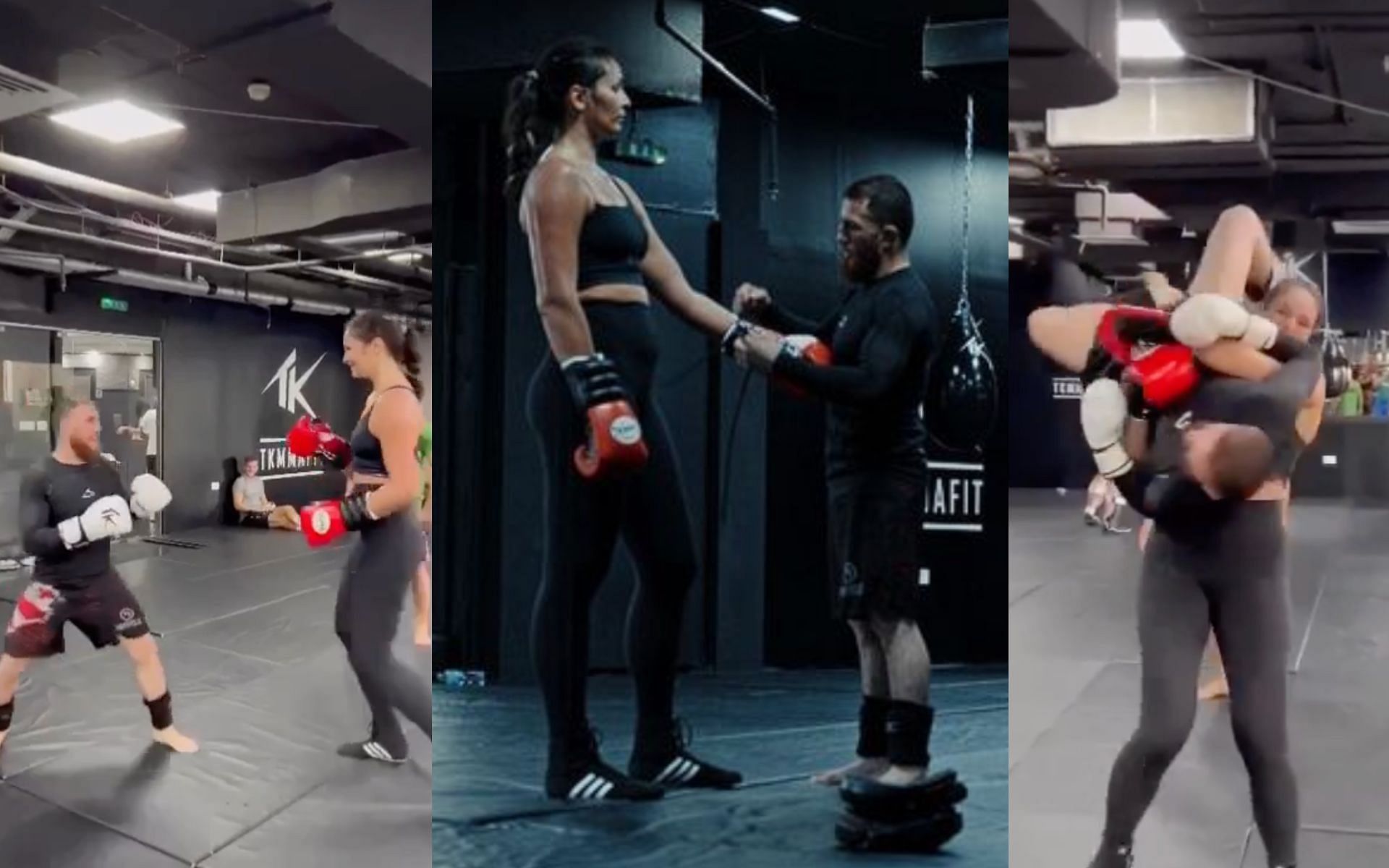 Merab Dvalishvili sparring with Katarina Kavaleva. [via @katarina.kavaleva on Instagram]