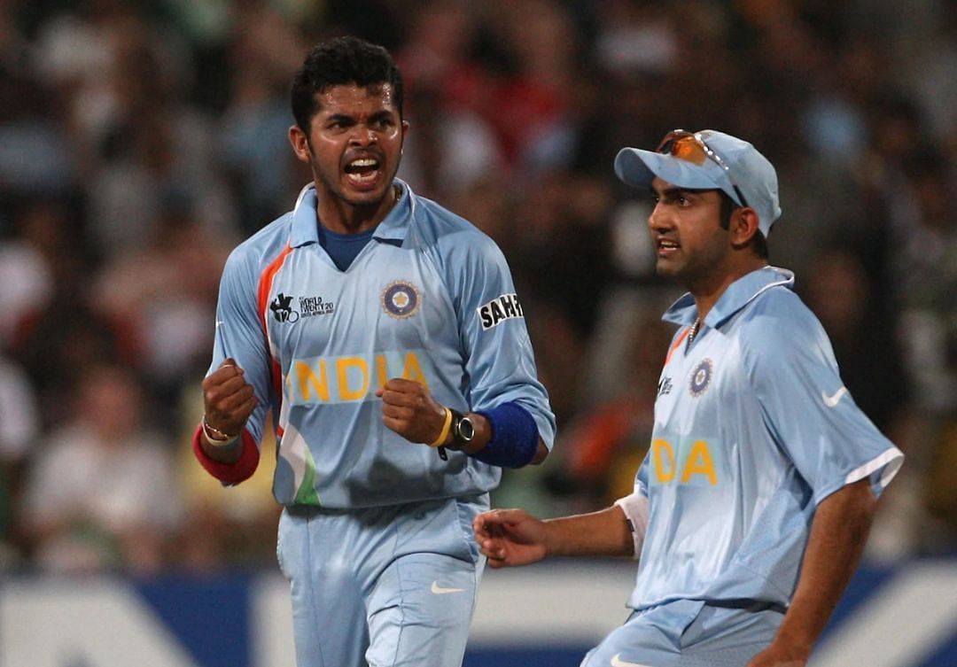 Sreesanth (L) and Gautam Gambhir during T20 World Cup 2007