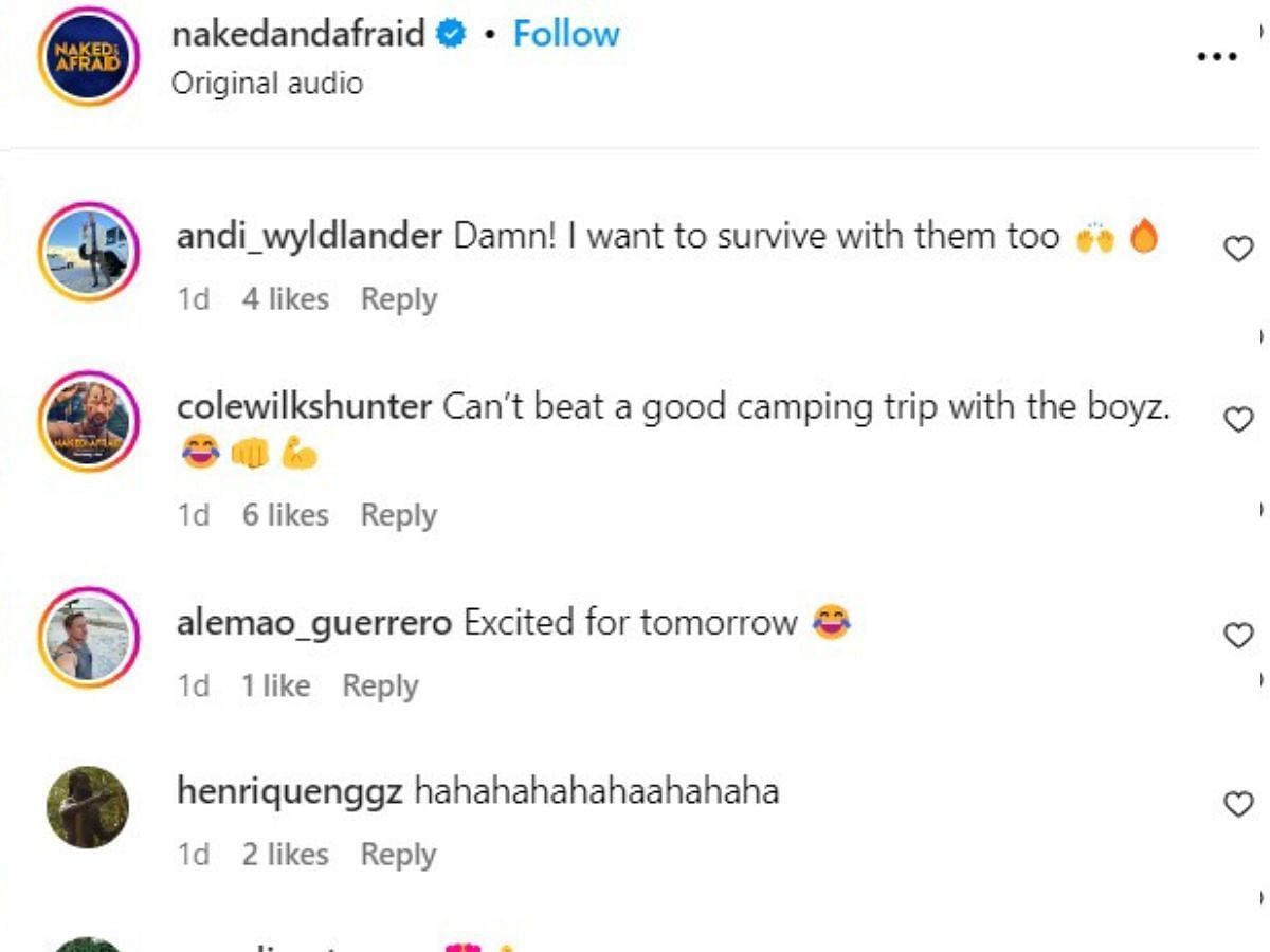 Fans react to Naked and Afraid season 17 episode 2 (Image via Instagram/@nakedandafraid)