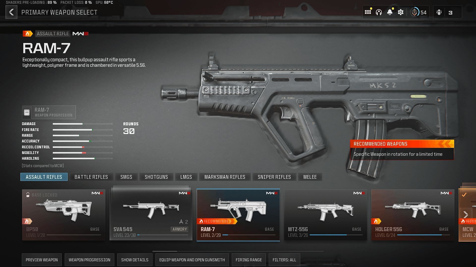RAM-7 Assault Rifle in Armory (Image via Activision)