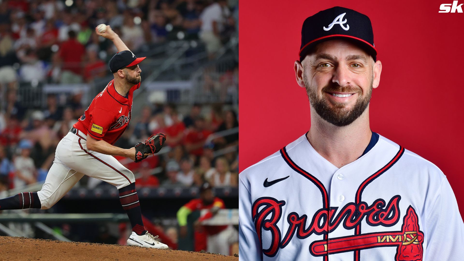 Lucas Luetge of the Atlanta Braves pitches in the ninth inning against the Chicago White Sox at Truist Park