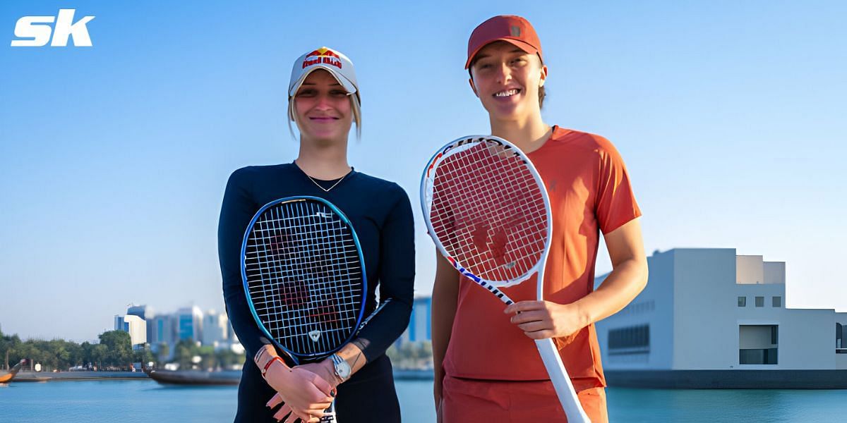 Iga Swiatek and Marketa Vondrousova share a friendly practice session at Qatar Open media interaction