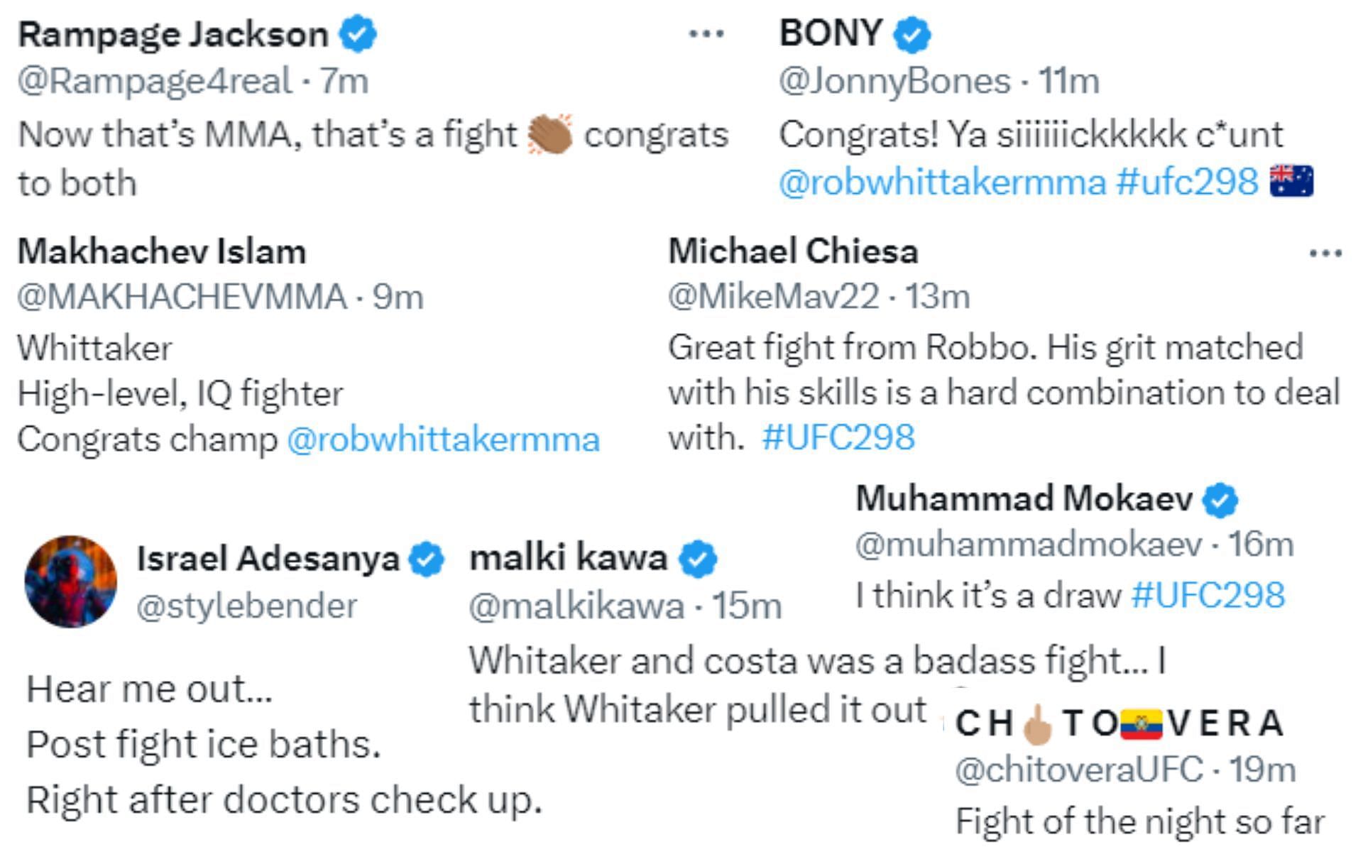 Fighter reactions to Robert Whittaker&#039;s win