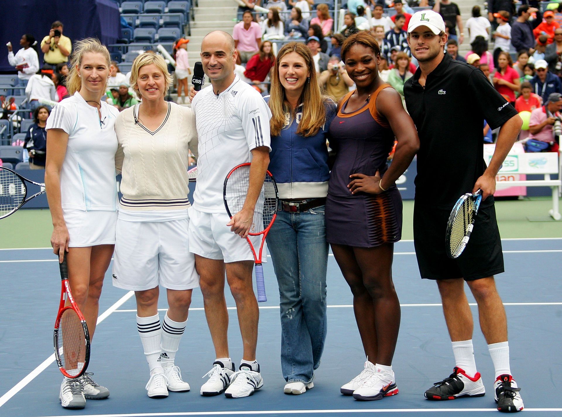 Steffi Graf with husband Andre Agassi, Serena Williams and others at US Open 2006
