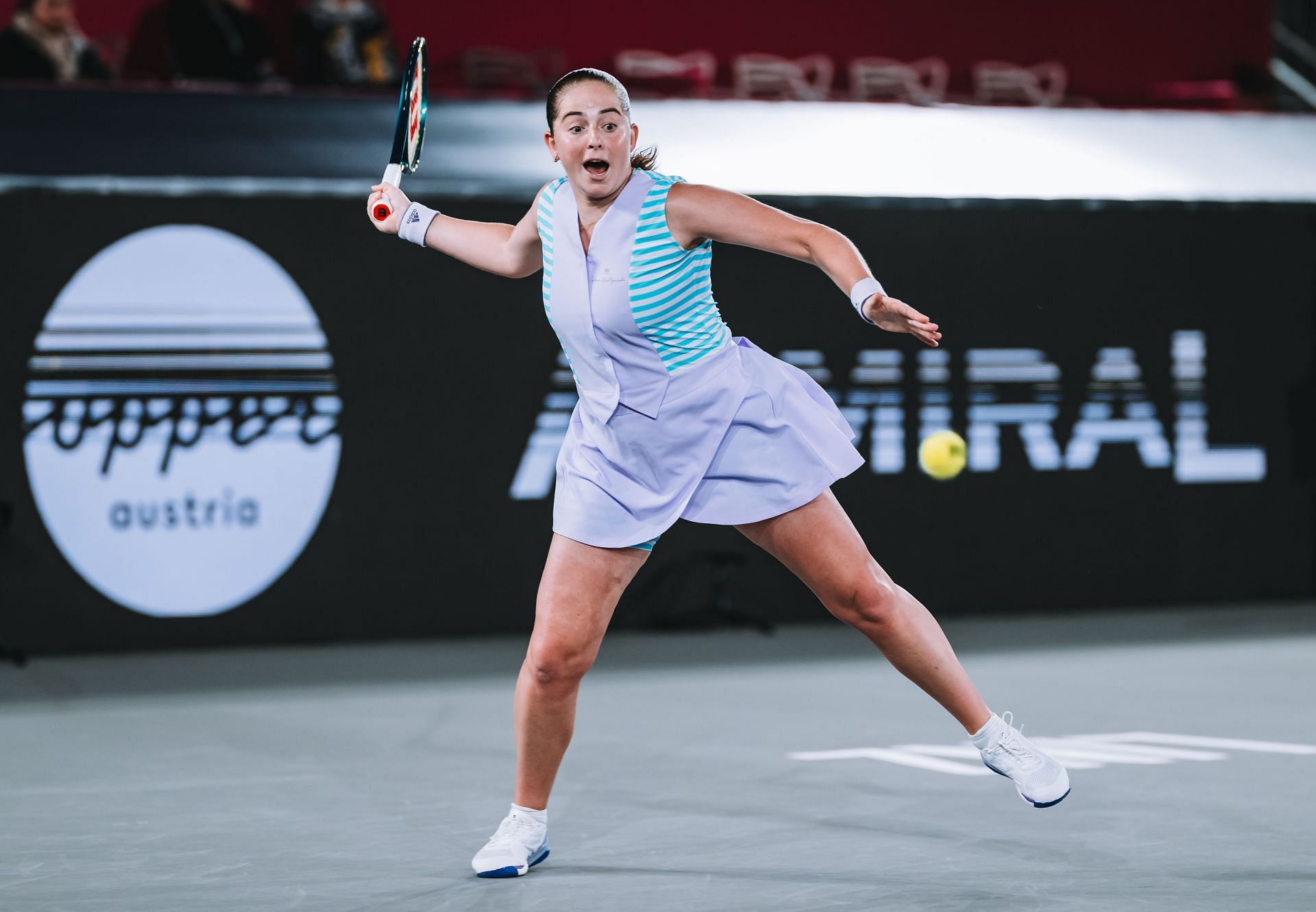 Jelena Ostapenko hits a forehand at the 2024 Linz Open