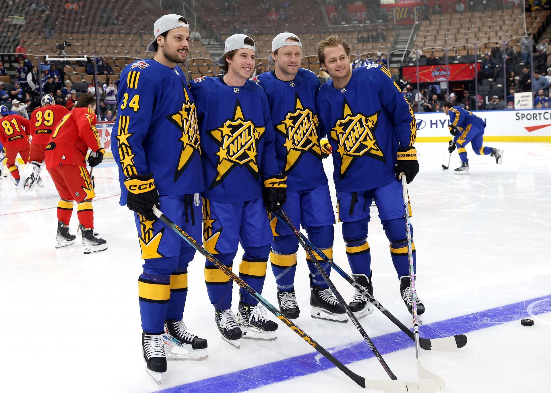 Matthews, Marner, Reilly, and Nylander at the 2024 Honda NHL All-Star Game