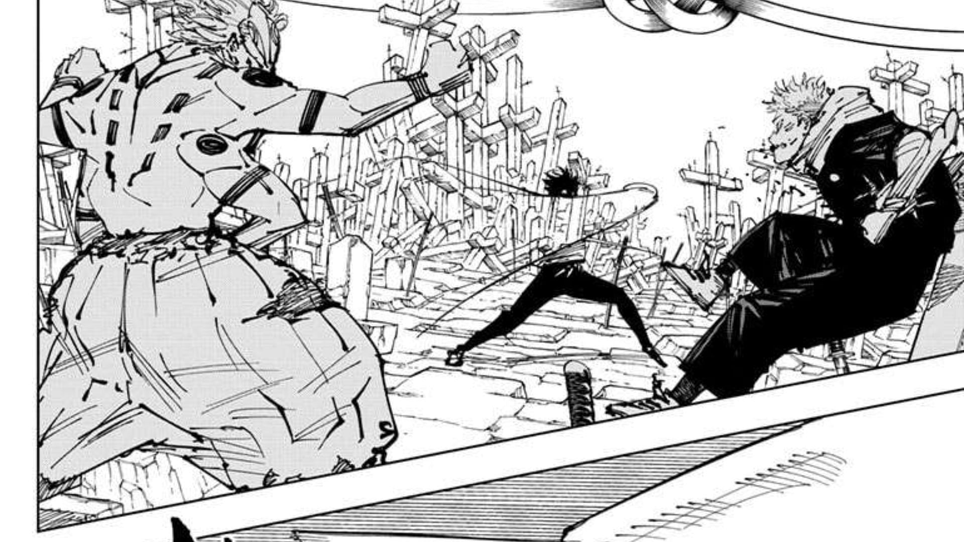 Yuji and Yuta vs. Sukuna in Jujutsu Kaisen chapter 250 (Image via Shueisha/Gege Akutami)