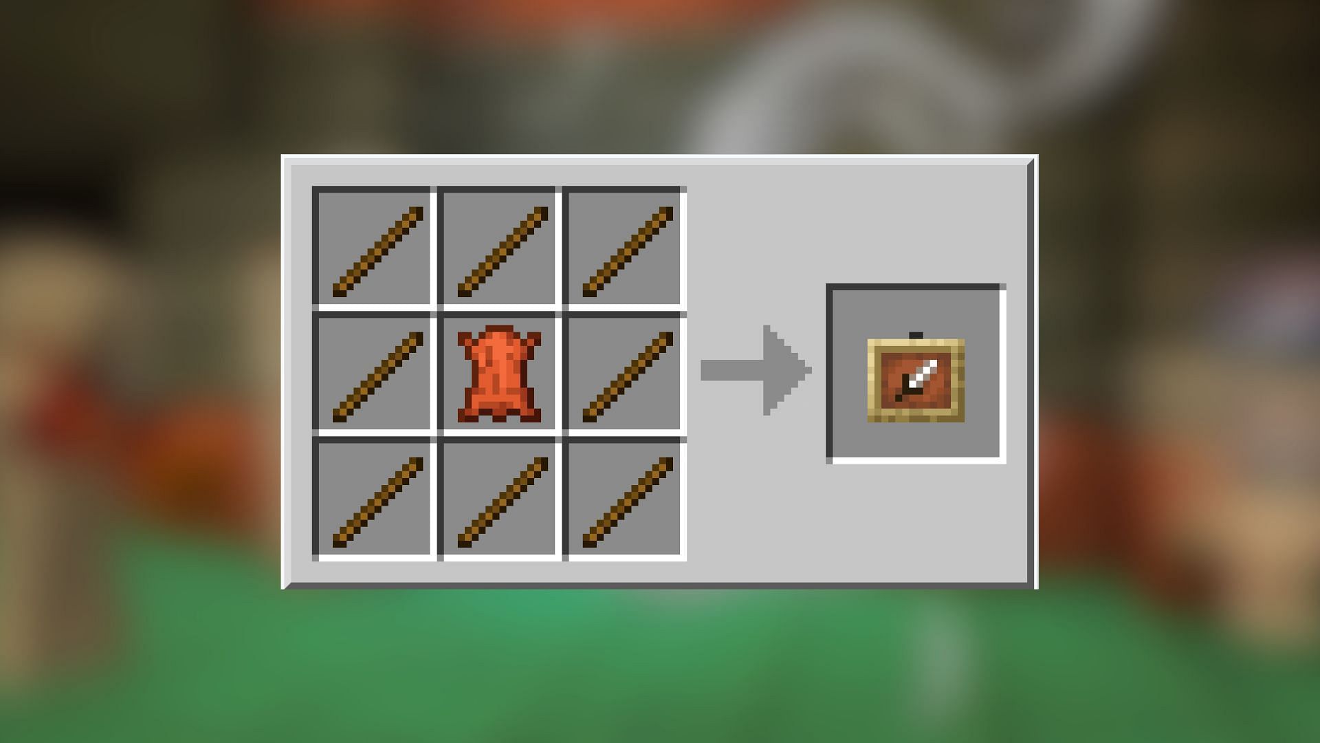 Crafting the item frame in Minecraft (Image via Mojang Studios)