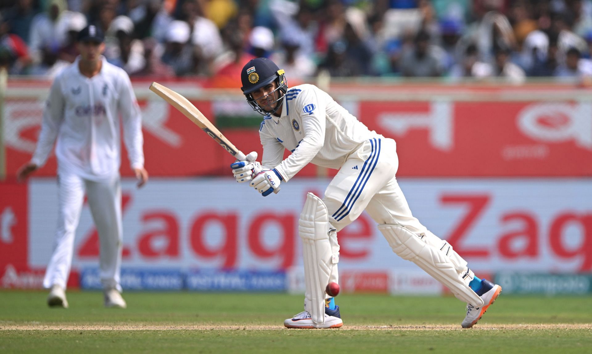 Shubman Gill bats: India v England - 2nd Test Match: Day Three