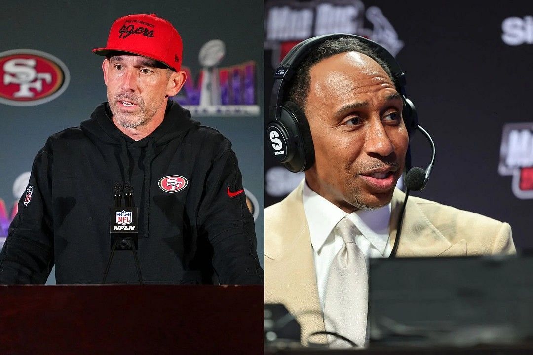 Kyle Shanahan, left, Stephen A. Smith, right 