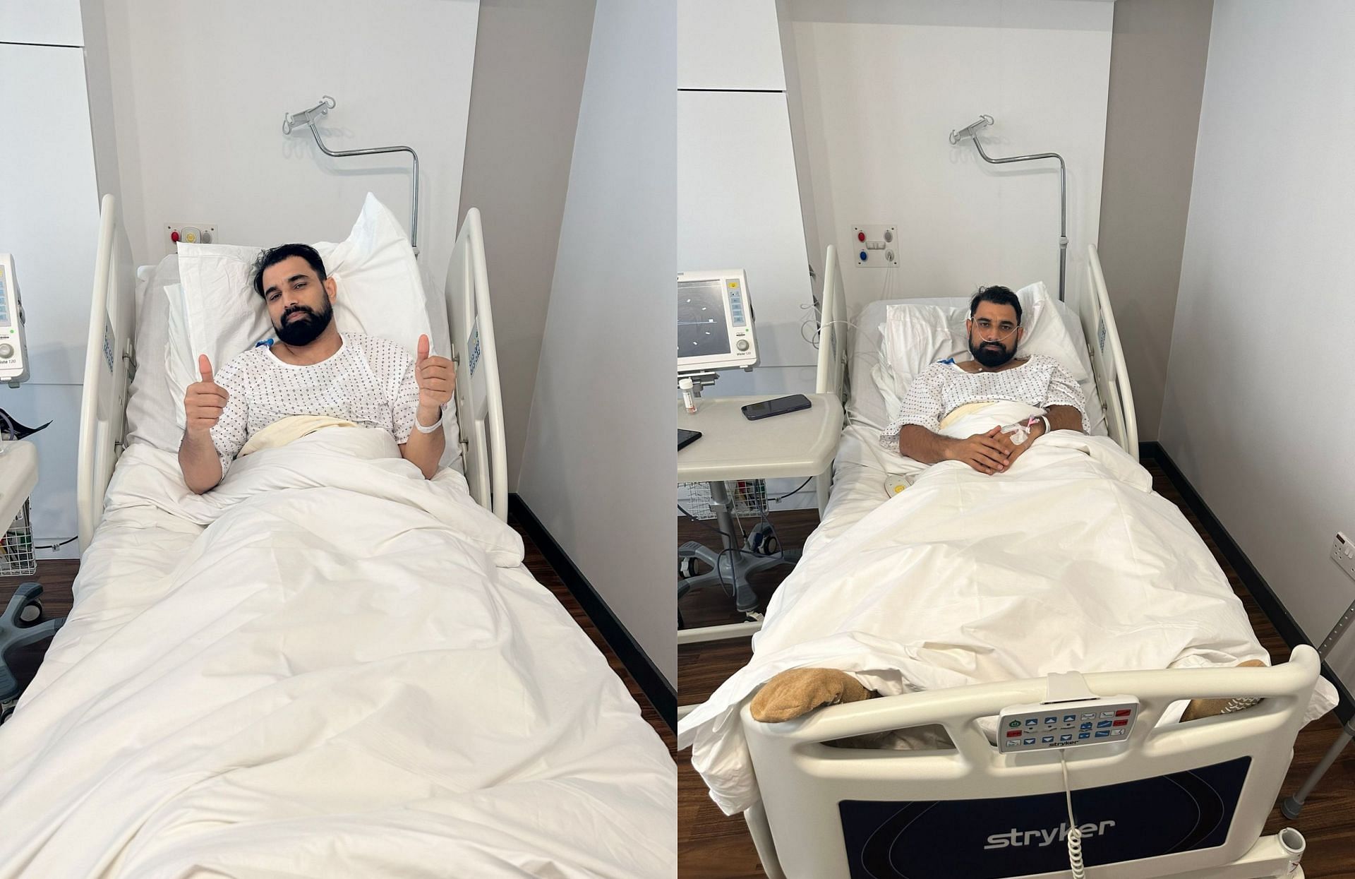 Mohammed Shami in the hospital after undergoing surgery. 