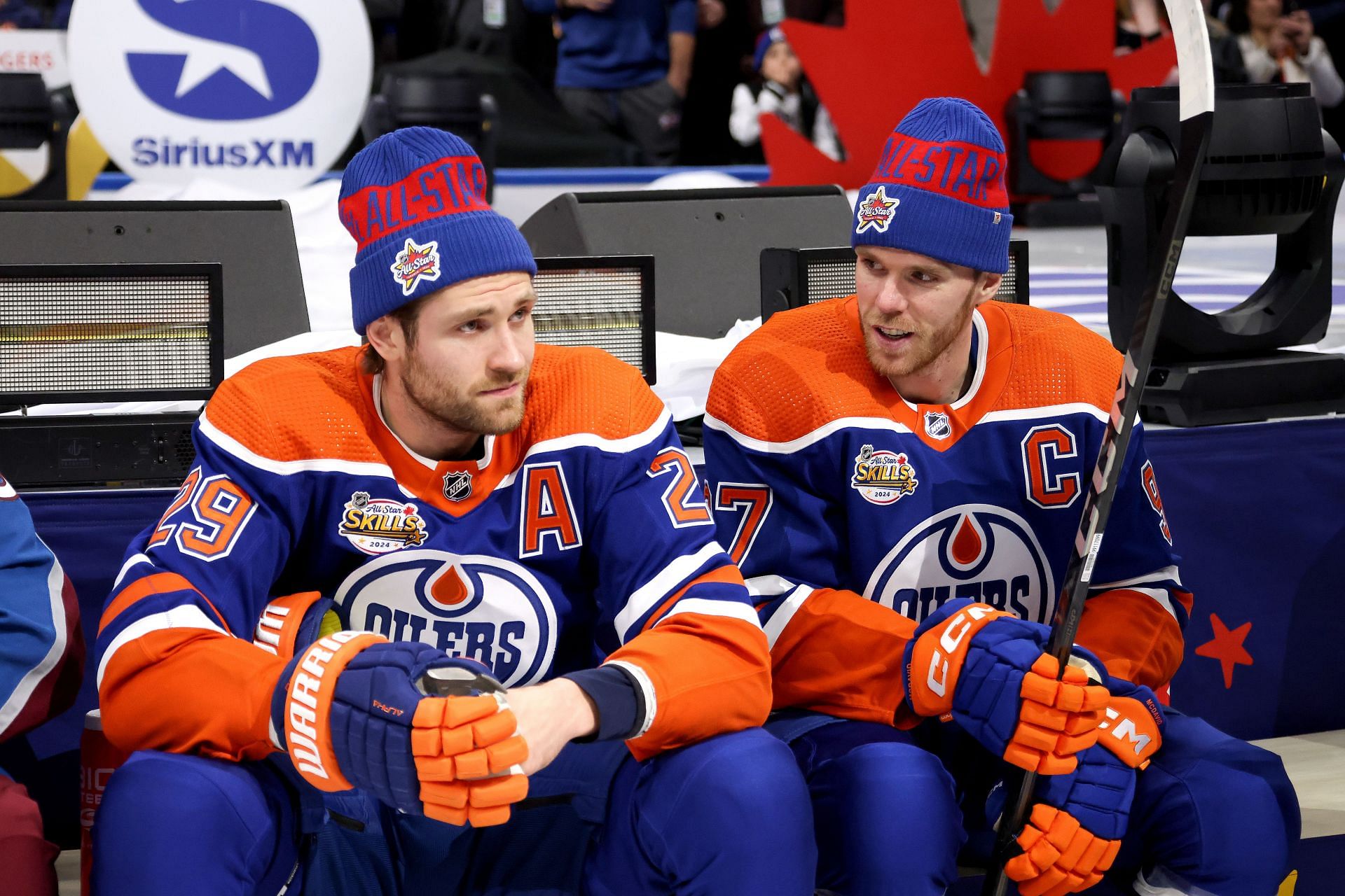 Leon Draisaitl and Connor McDavid at the 2024 NHL All-Star Skills Competition