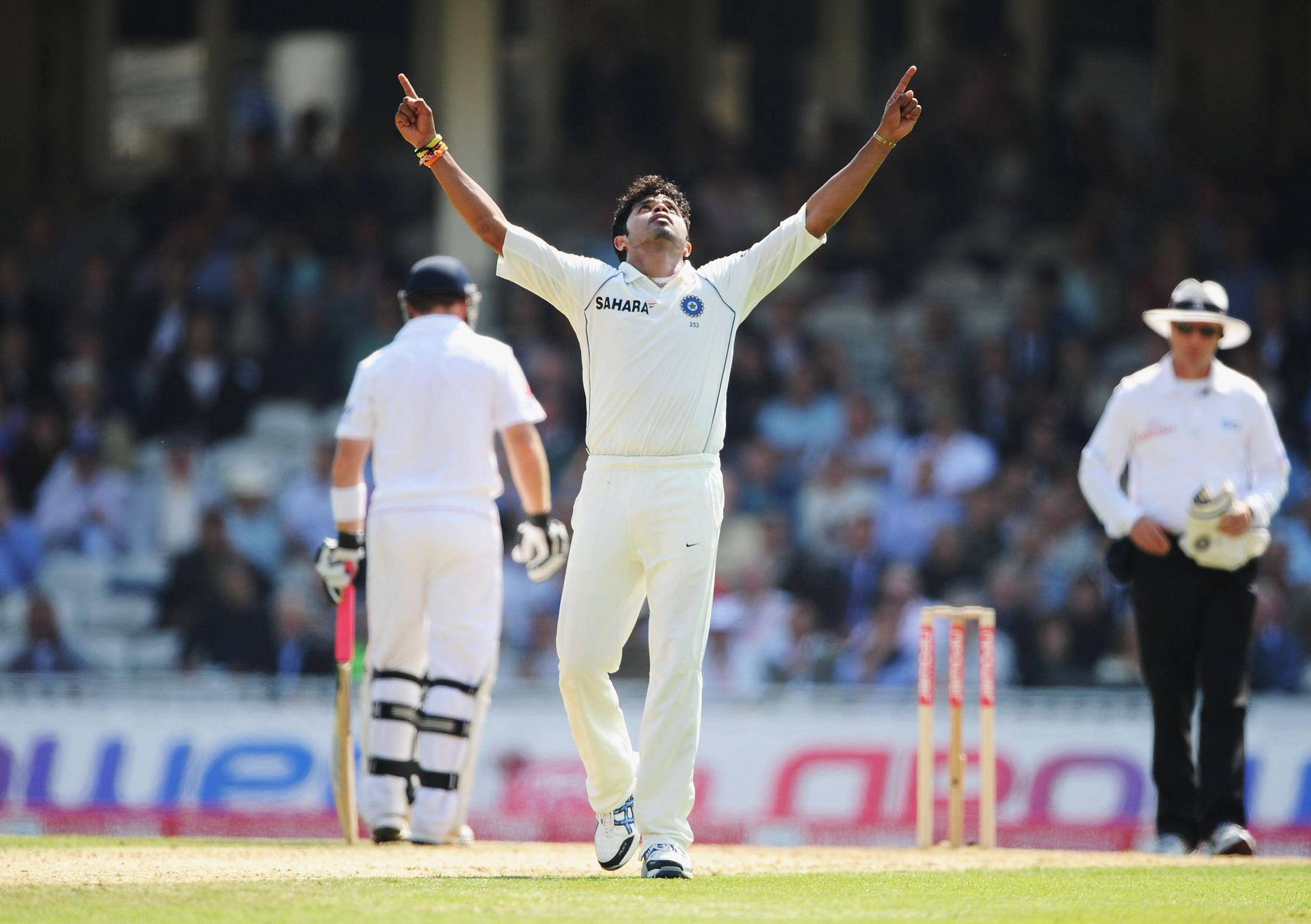 Sreesanth celebrating Andrew Strauss' wicket during England v India: 4th npower Test