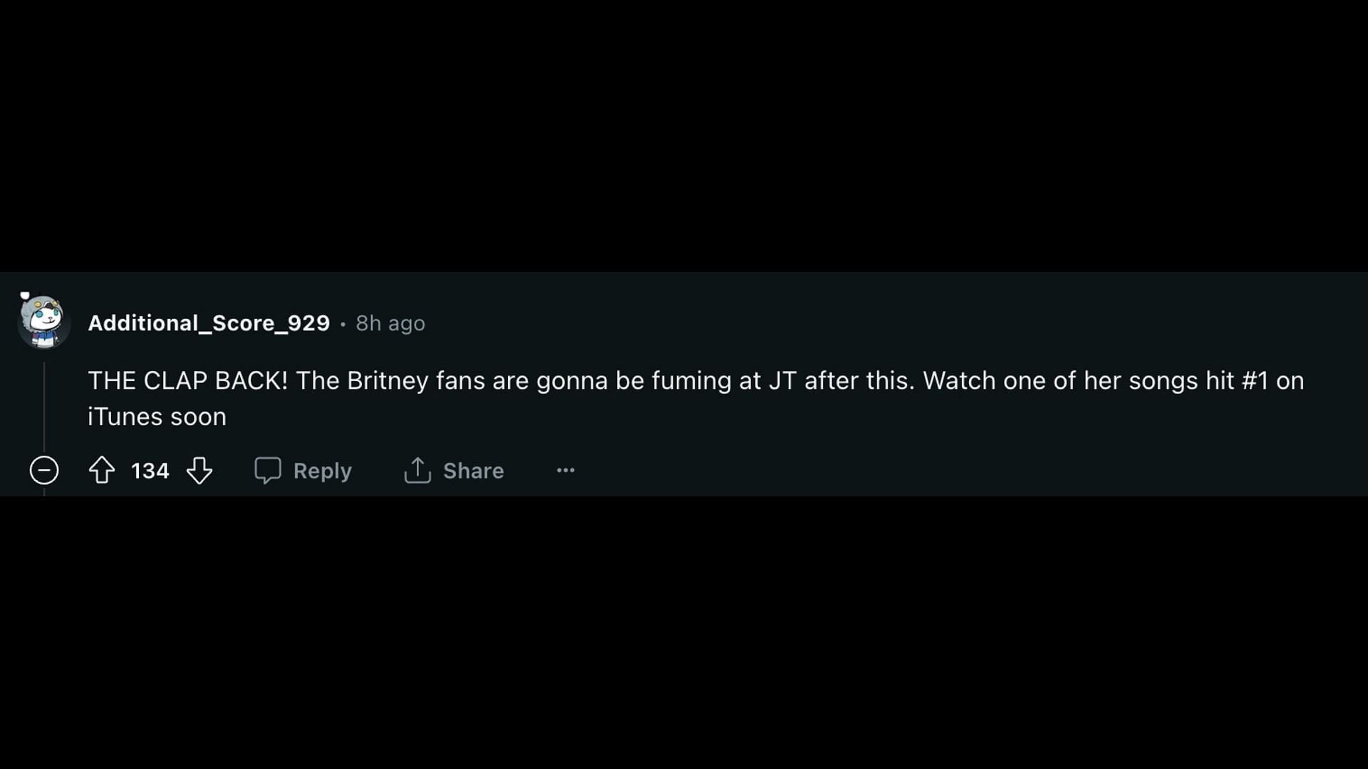 Fan talks about Britney&#039;s alleged diss at Justin. (Images via Reddit/@Fauxmoi)