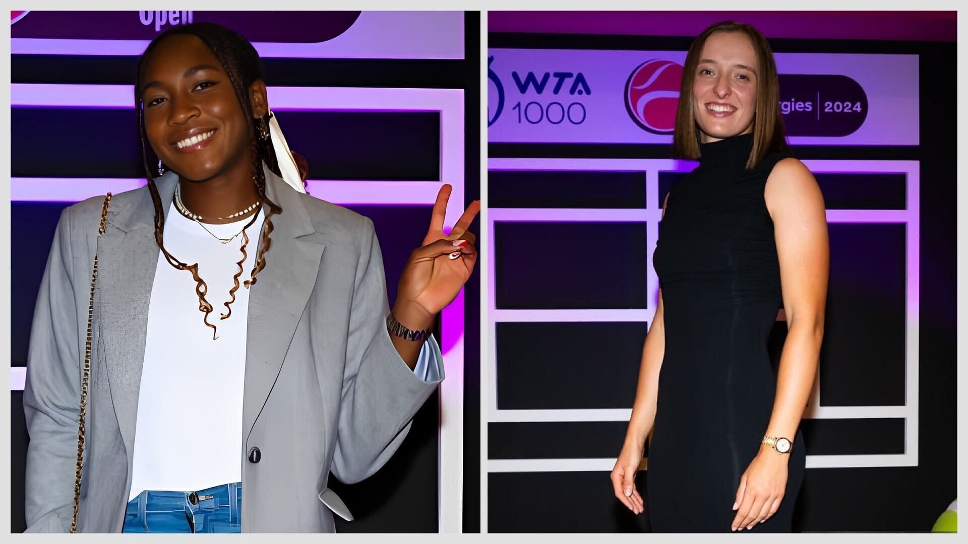 Coco Gauff (L) and Iga Swiatek (R)