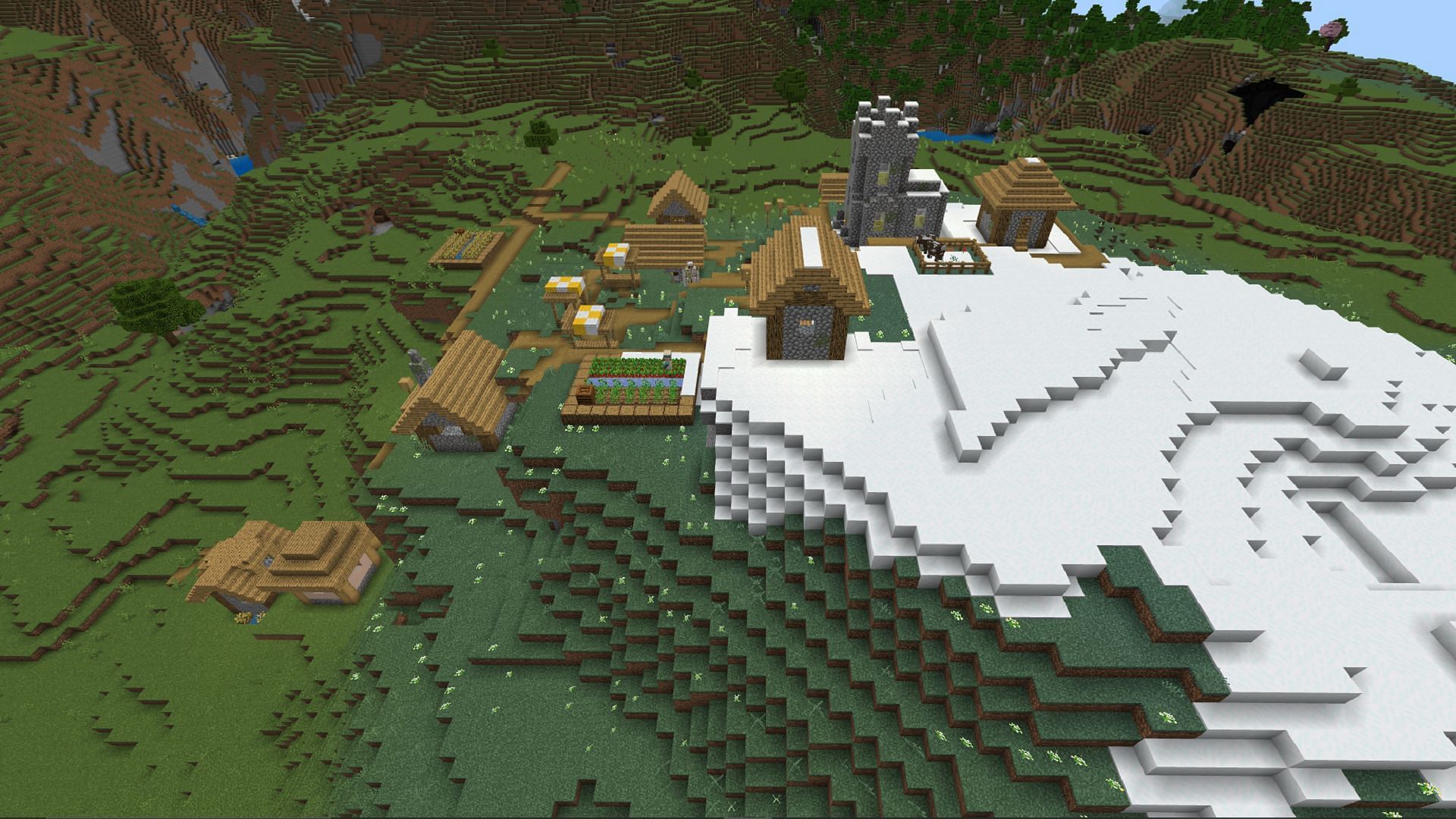 This humble village holds a deep dark secret underneath (Image via Mojang)