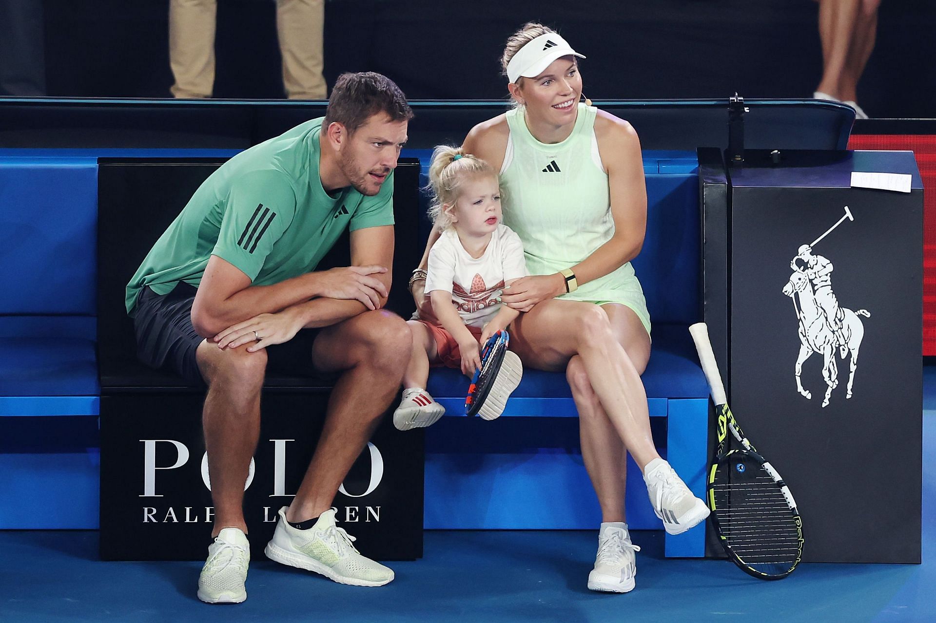 David Lee (L), Olivia, and Caroline Wozniacki (R): 2024 Australian Open