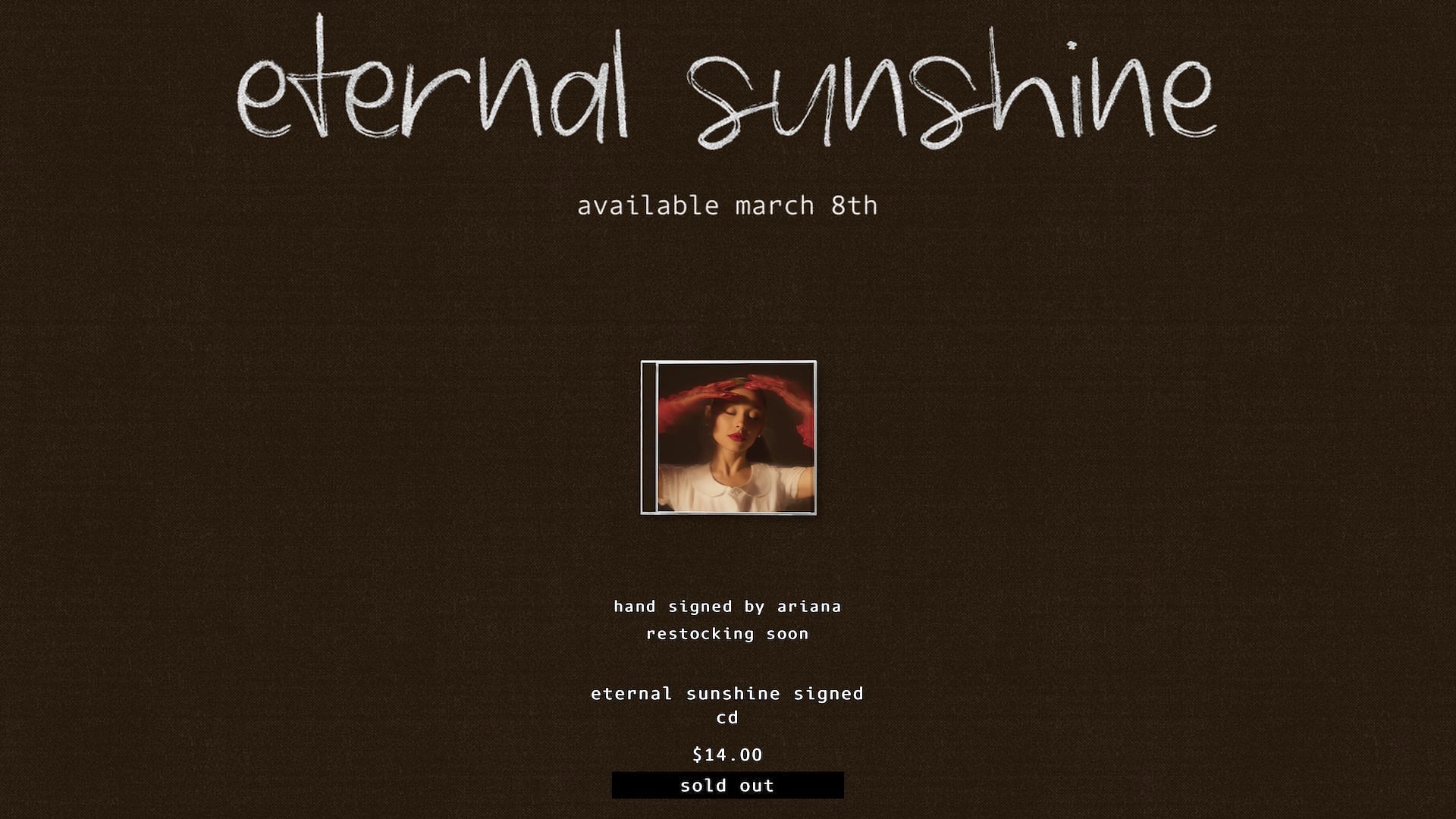Eternal Sunshine Signed CD – Ariana Grande