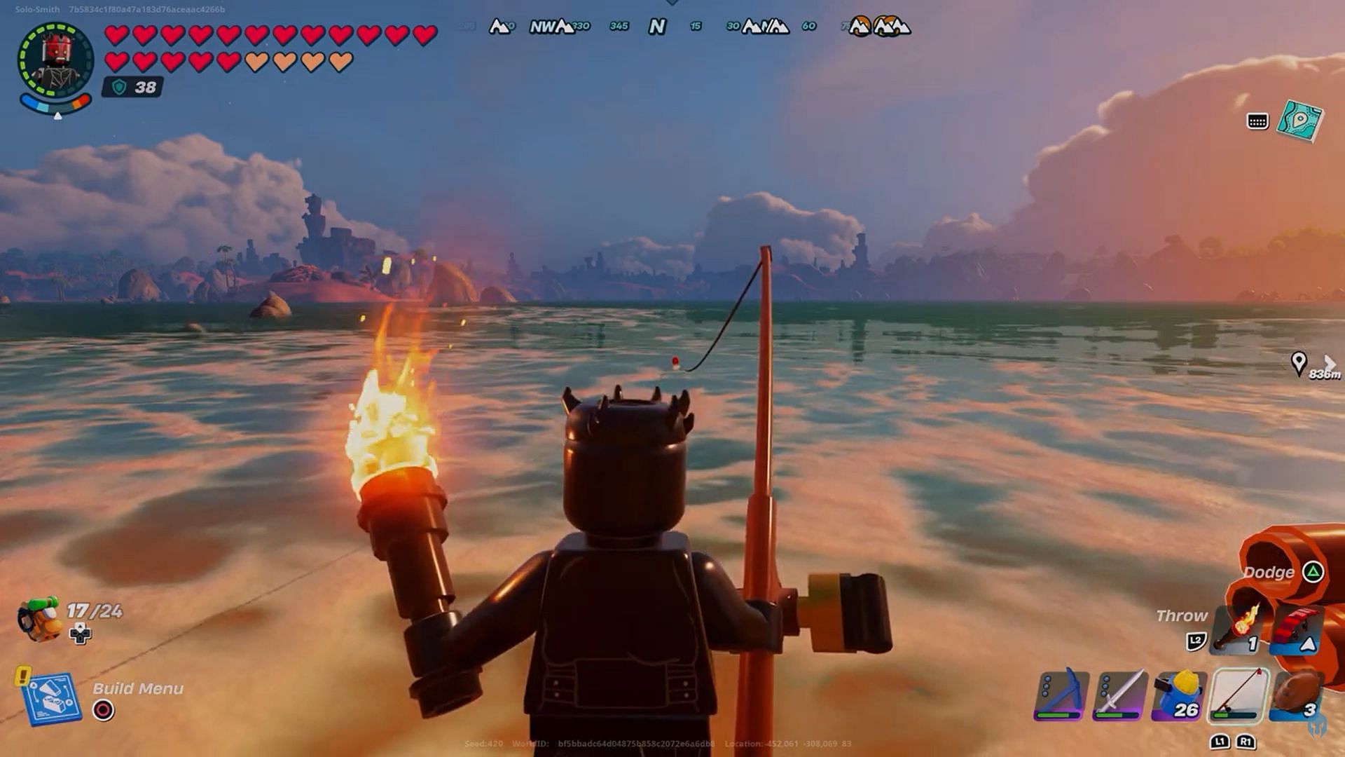 Fishing in LEGO Fortnite (Image via Gamers Heroes on Reddit and Epic Games)